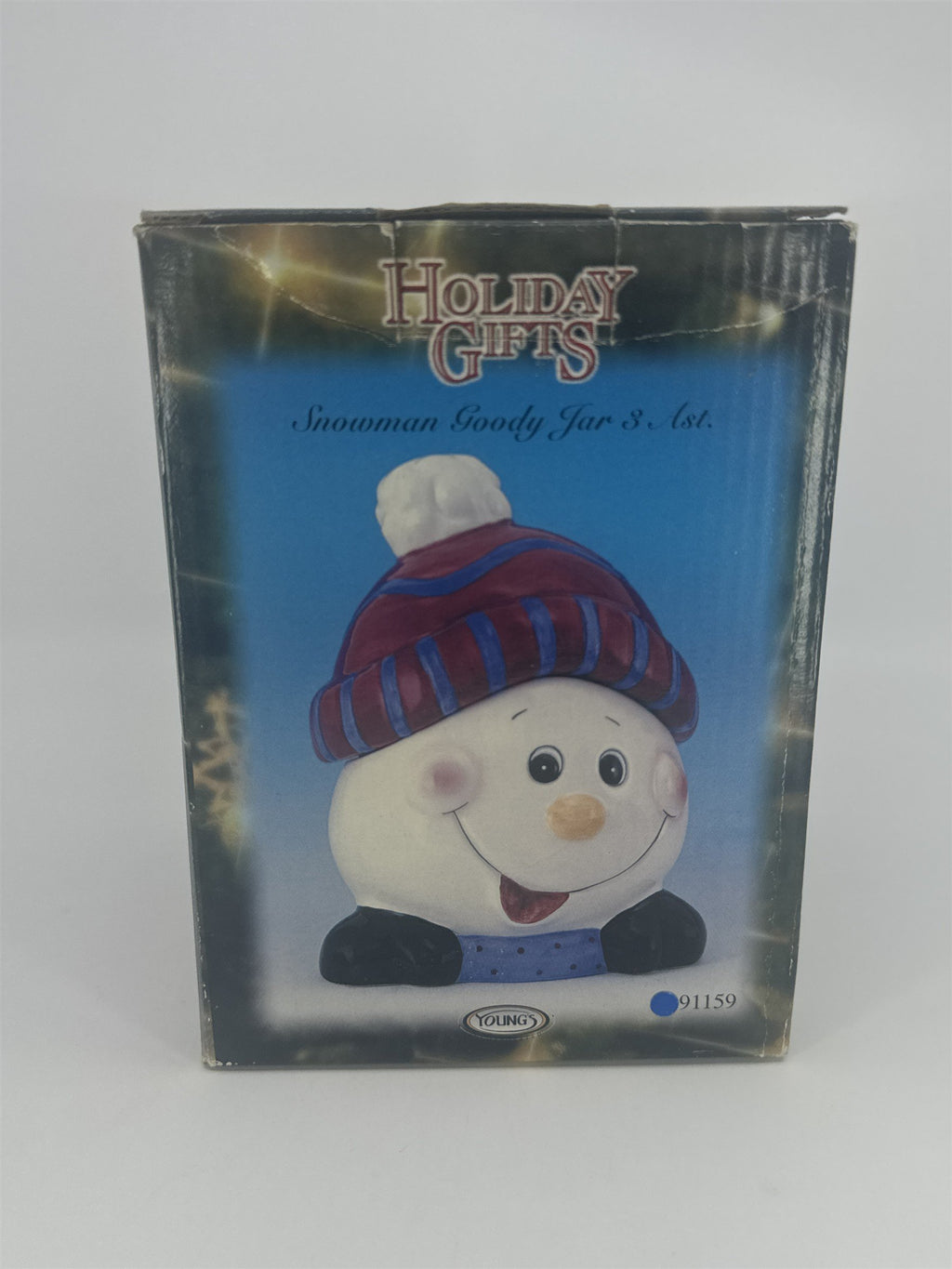 Vintage Christmas/Holiday Ceramic Snowman Goody Cookie Jar By Youngs