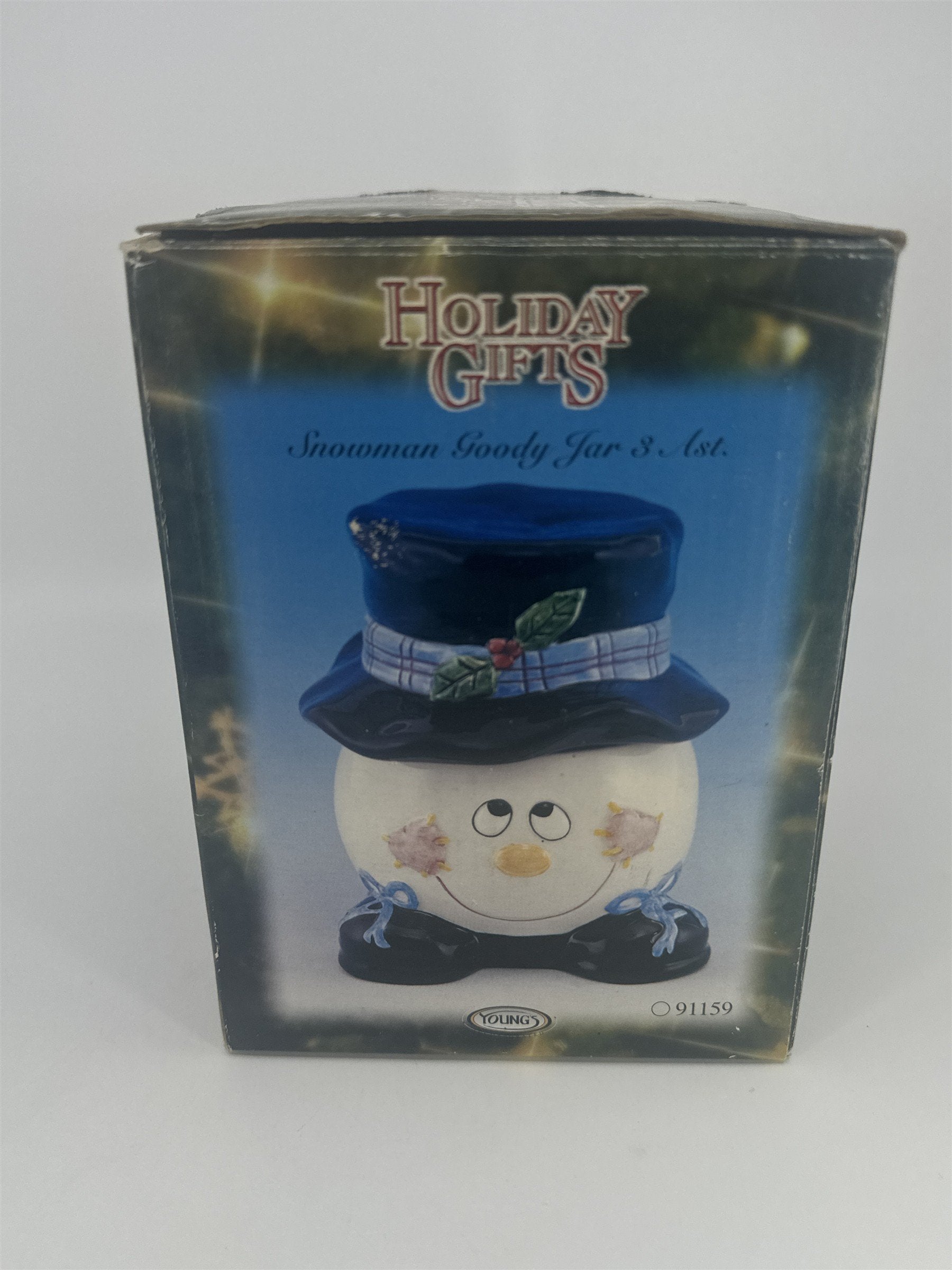 Vintage Christmas/Holiday Ceramic Snowman Goody Cookie Jar By Youngs