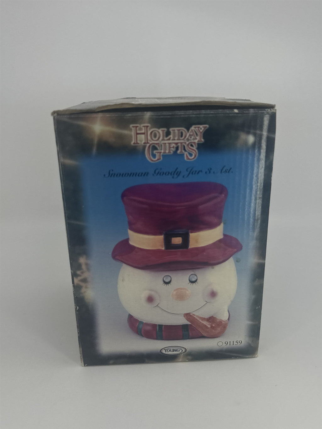 Vintage Christmas/Holiday Ceramic Snowman Goody Cookie Jar By Youngs