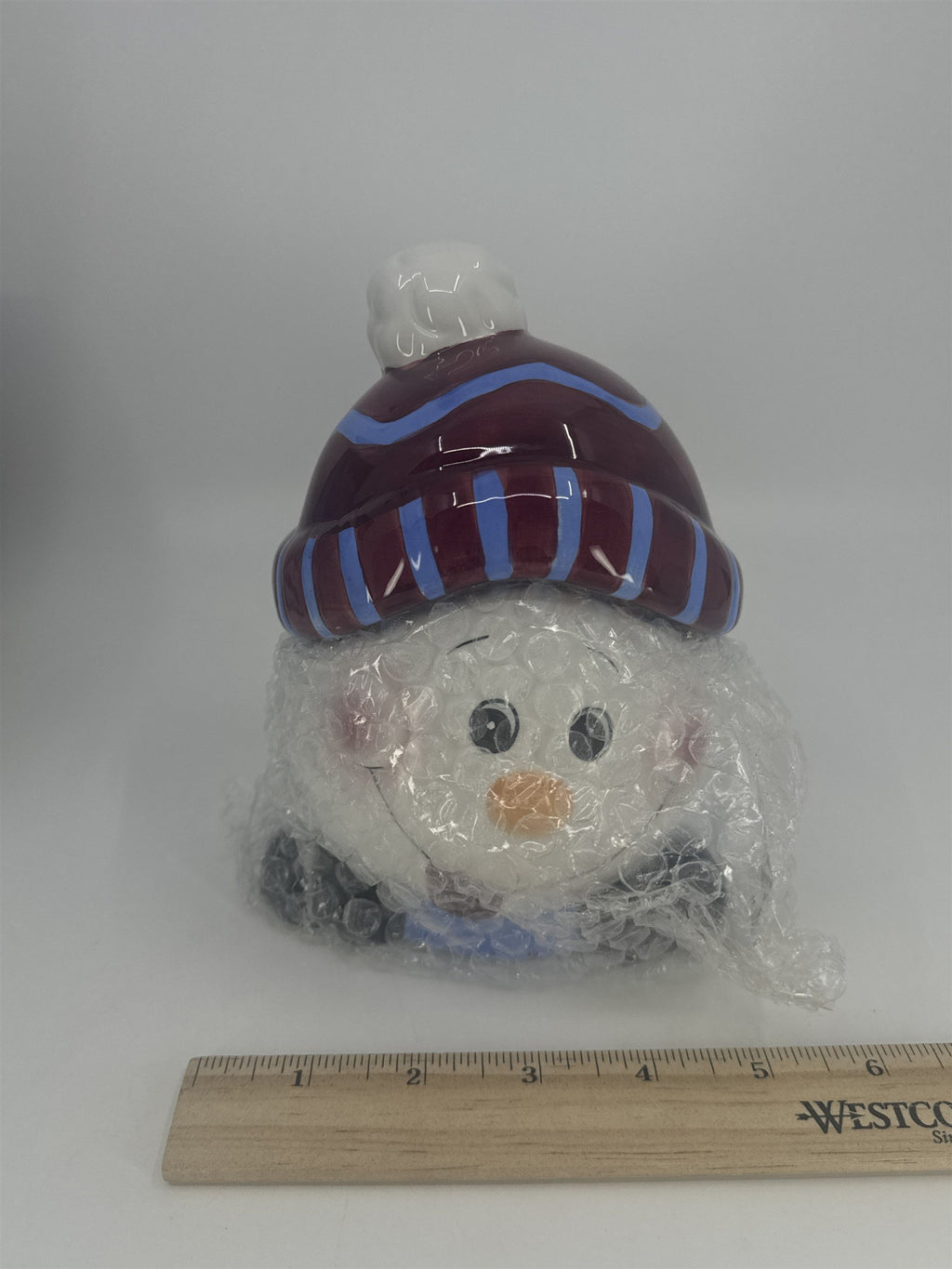 Vintage Christmas/Holiday Ceramic Snowman Goody Cookie Jar By Youngs