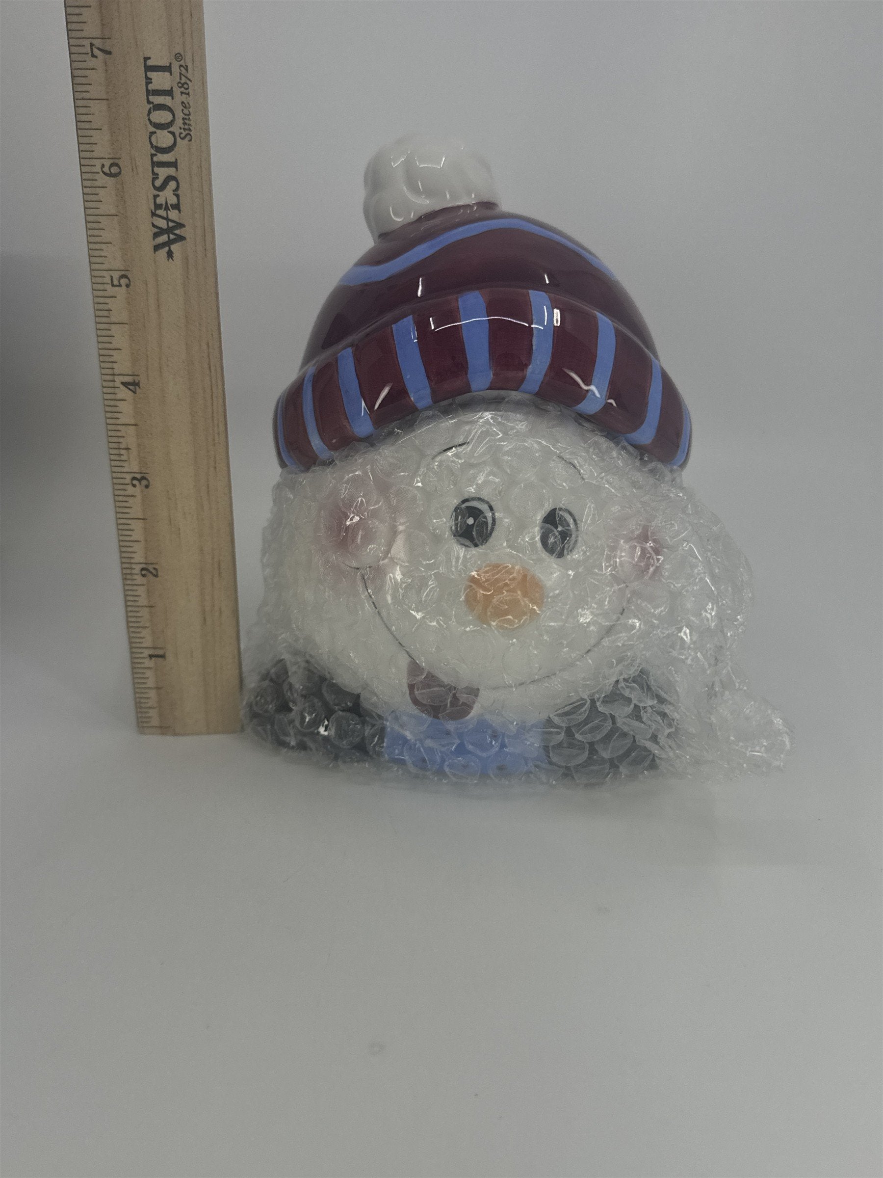 Vintage Christmas/Holiday Ceramic Snowman Goody Cookie Jar By Youngs