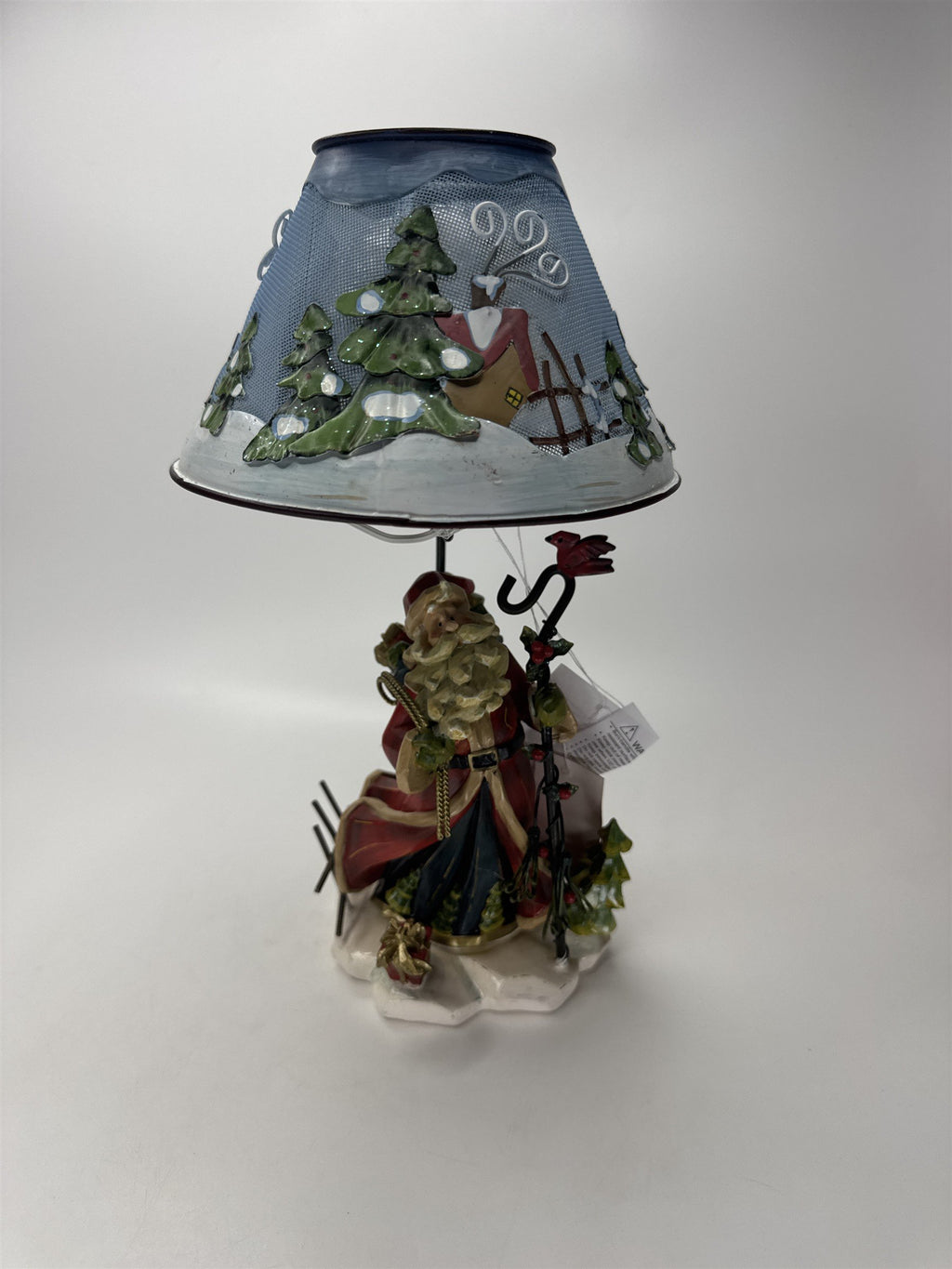 Home Interiors 57030 Santa Cardinal Staff Candle Holder Mesh Shade Figurine