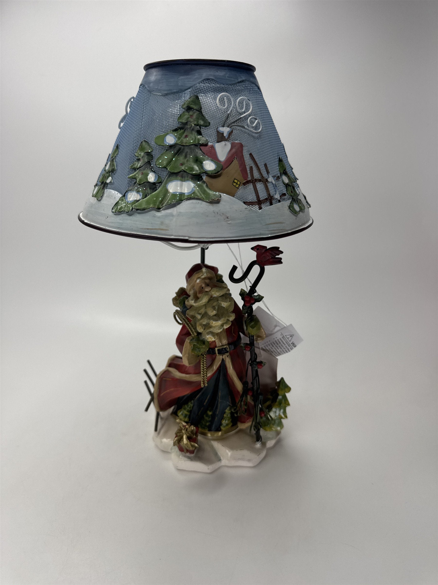 Home Interiors 57030 Santa Cardinal Staff Candle Holder Mesh Shade Figurine