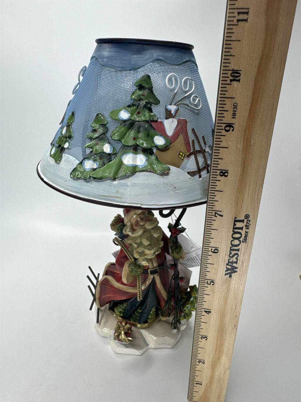Home Interiors 57030 Santa Cardinal Staff Candle Holder Mesh Shade Figurine