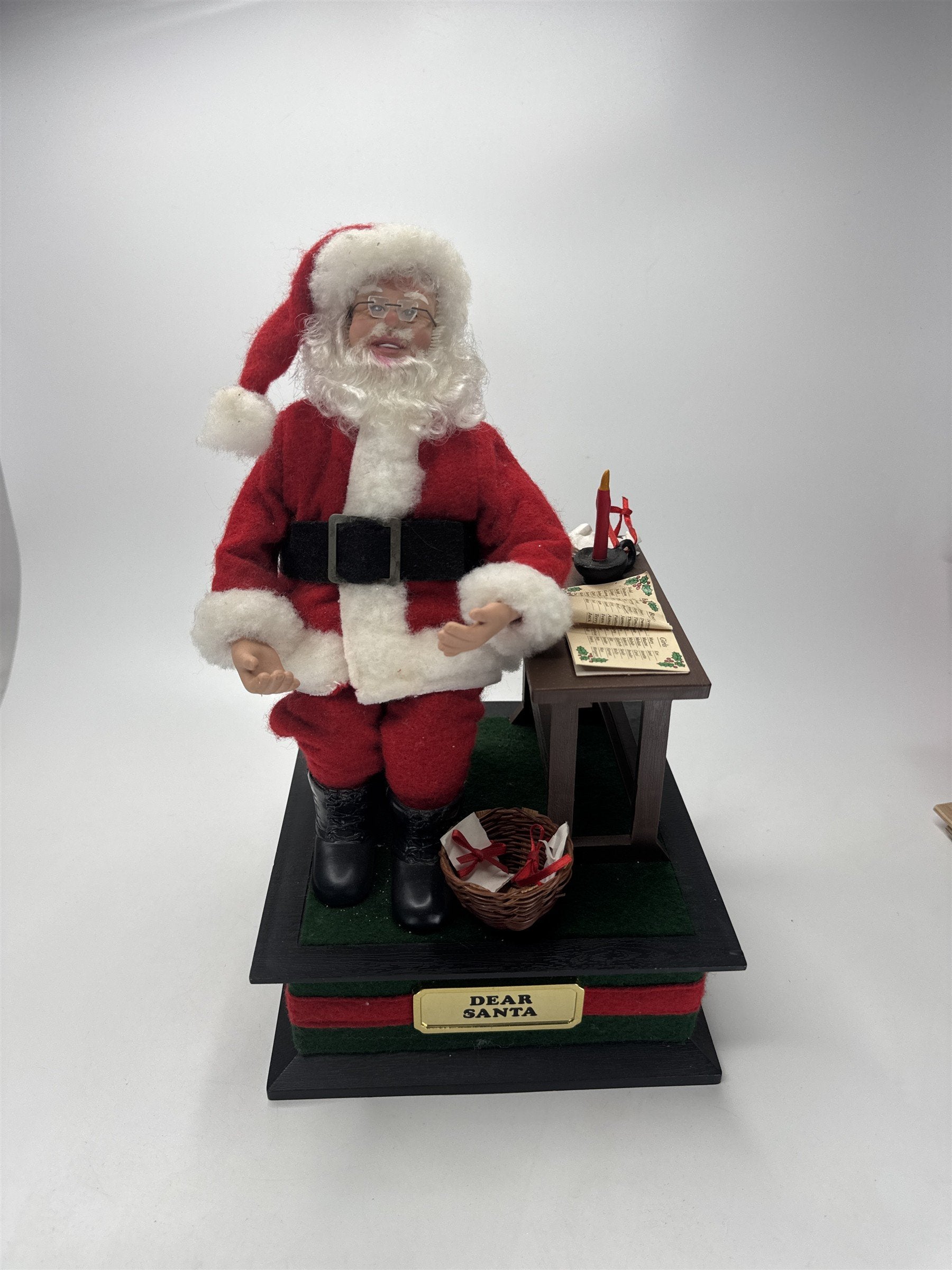 Vintage Smile Ind Animated Santa Desk Letter Writing Christmas Figurine Decor