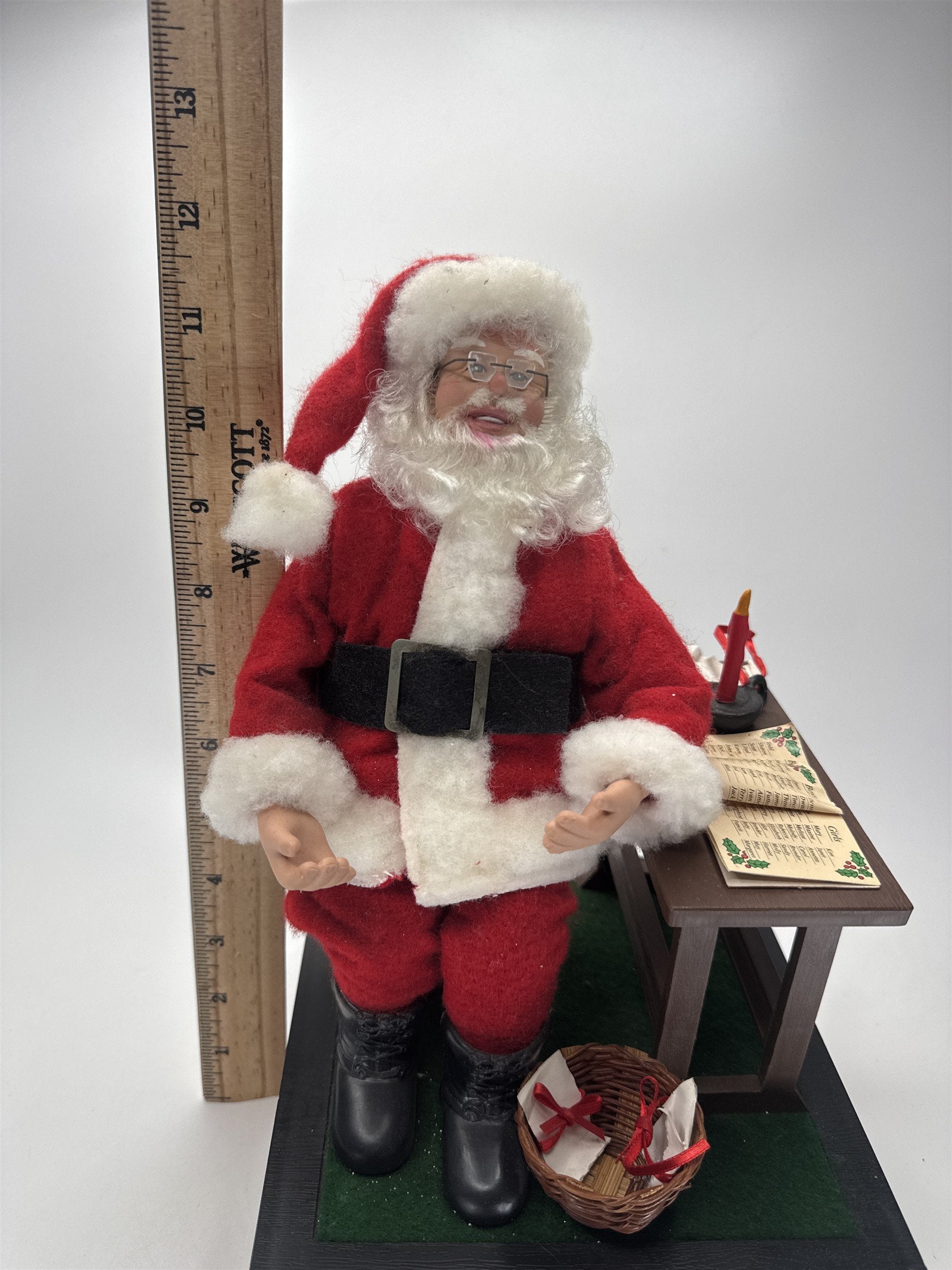 Vintage Smile Ind Animated Santa Desk Letter Writing Christmas Figurine Decor