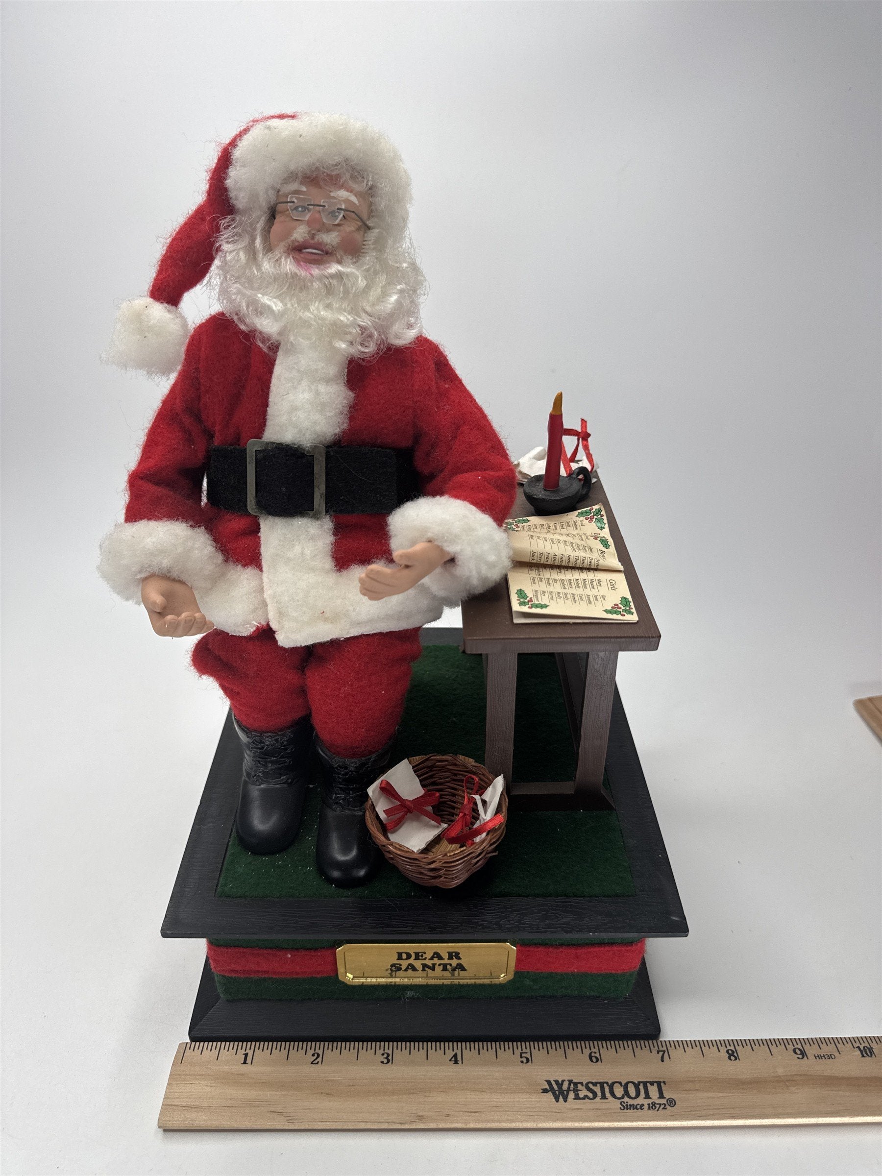 Vintage Smile Ind Animated Santa Desk Letter Writing Christmas Figurine Decor