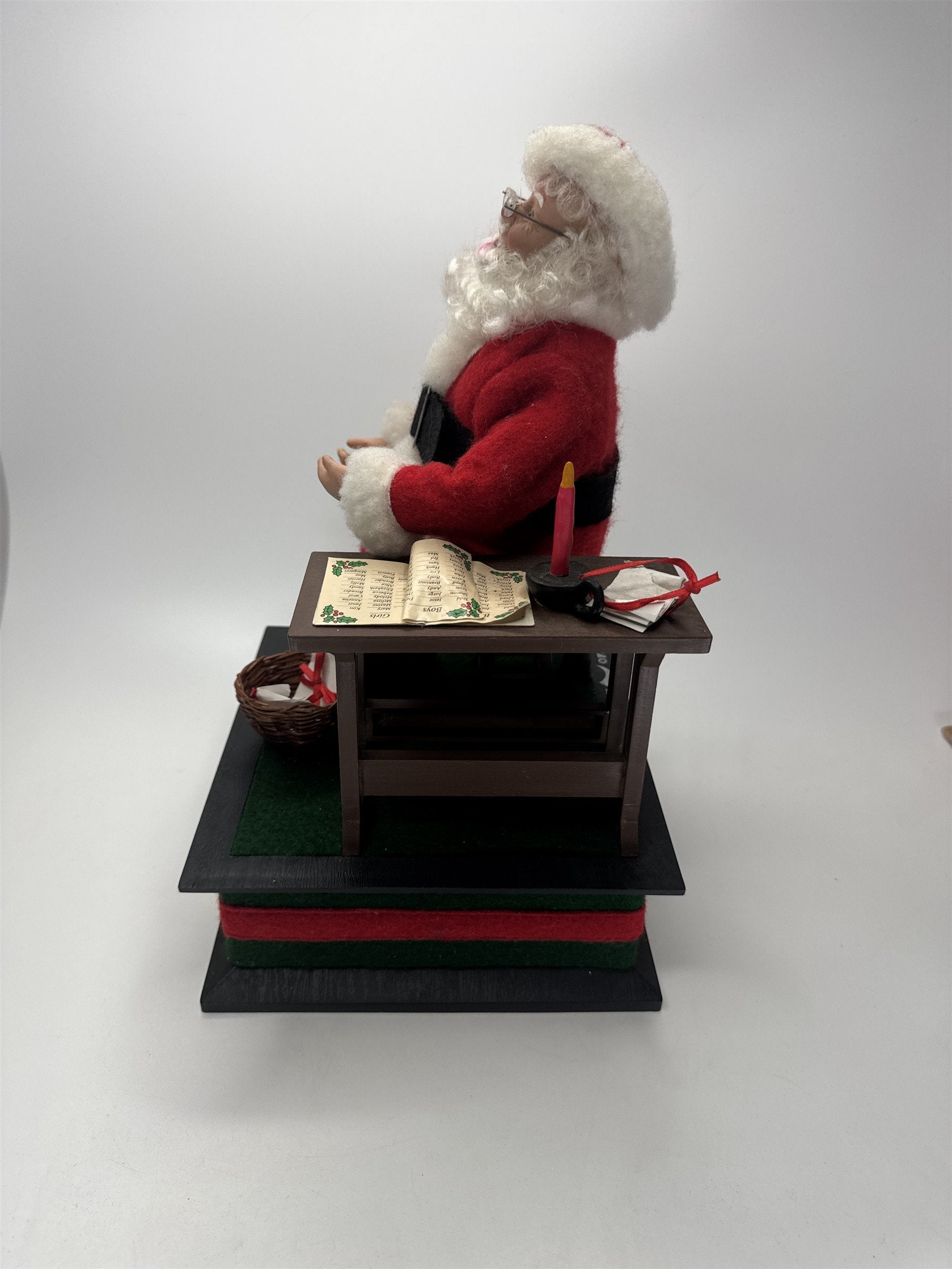 Vintage Smile Ind Animated Santa Desk Letter Writing Christmas Figurine Decor