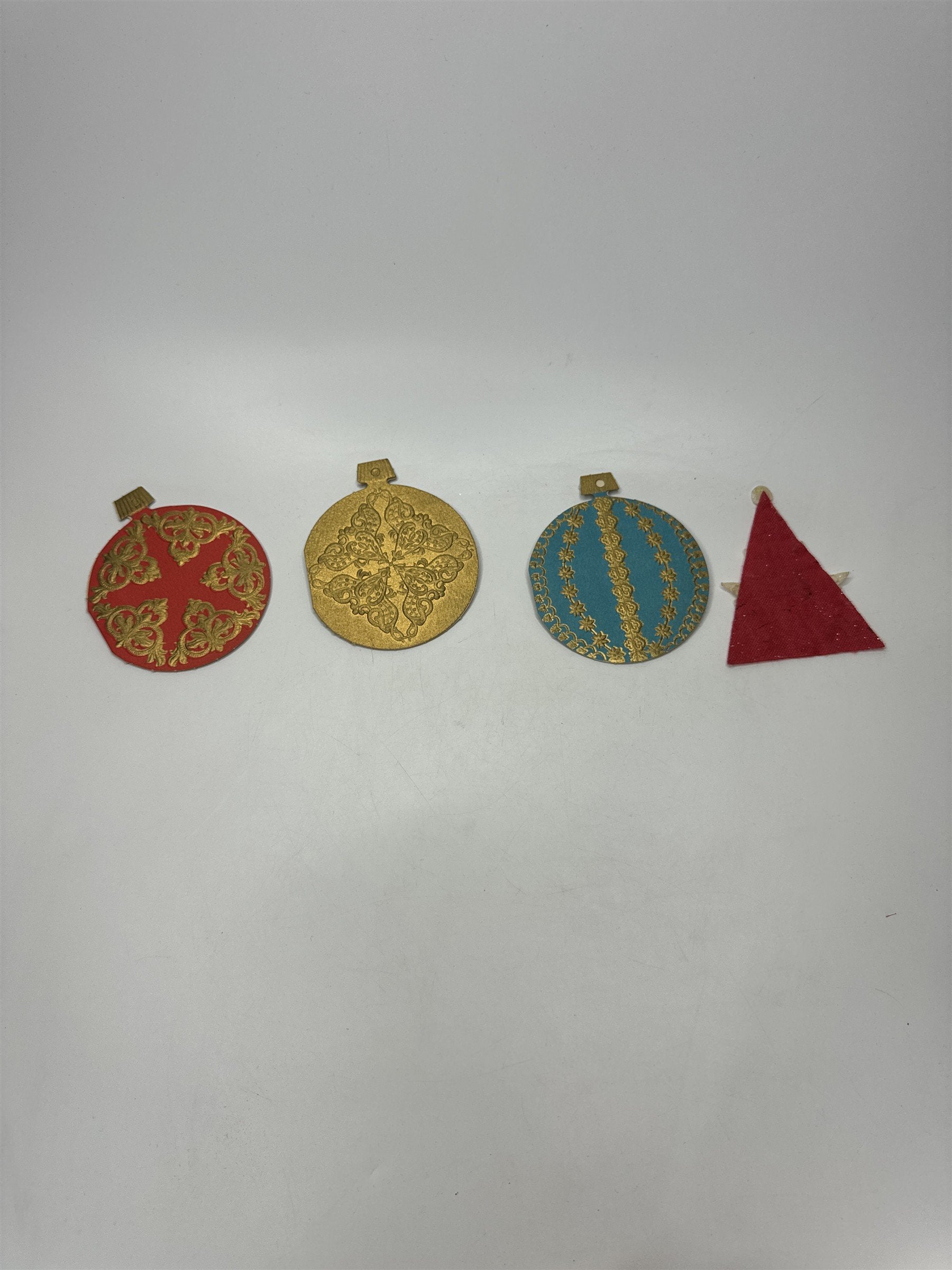 Lot 4 Vintage Paper Felt Christmas Ornaments Die Cut Nativity Santa Head Decor