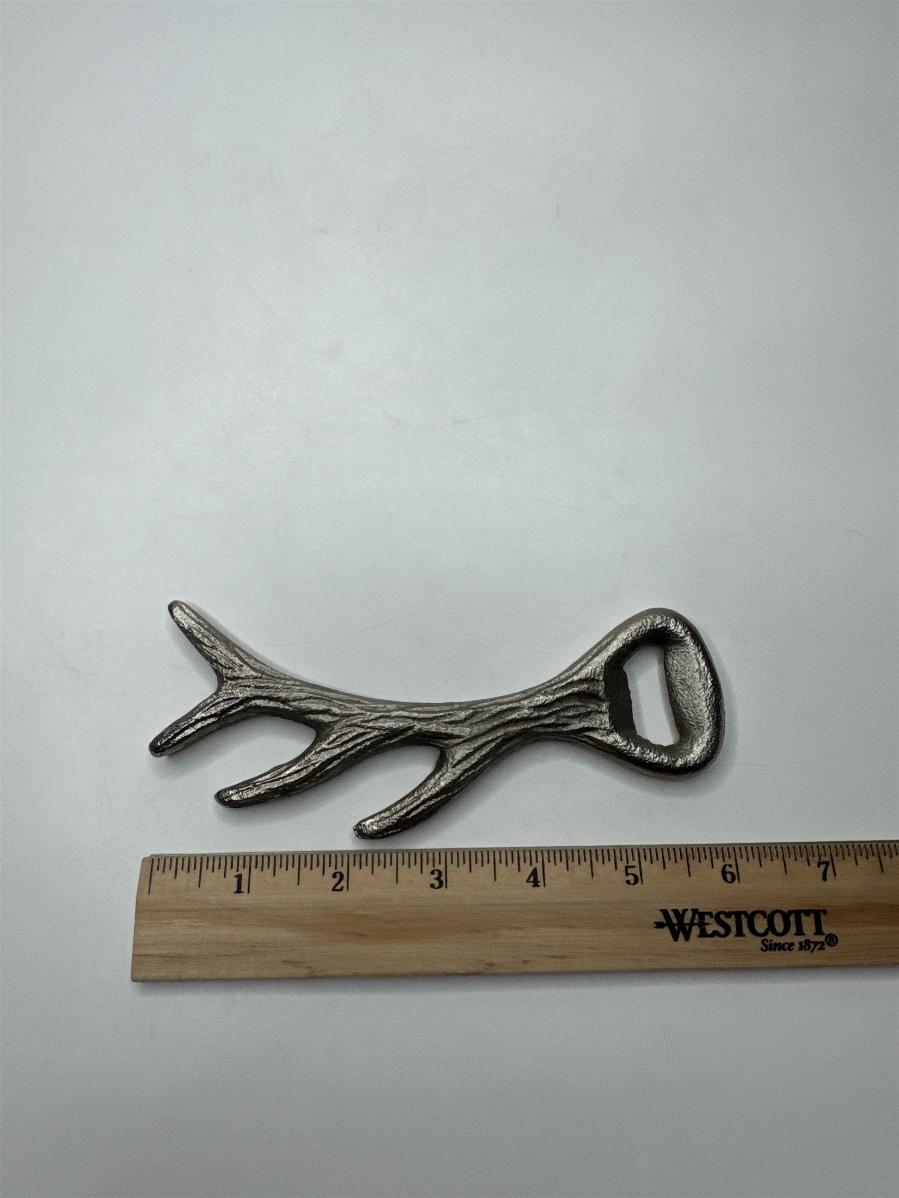 Vintage Metal Deer Antler Bottle Opener Rustic Lodge Hunting Cabin Decor