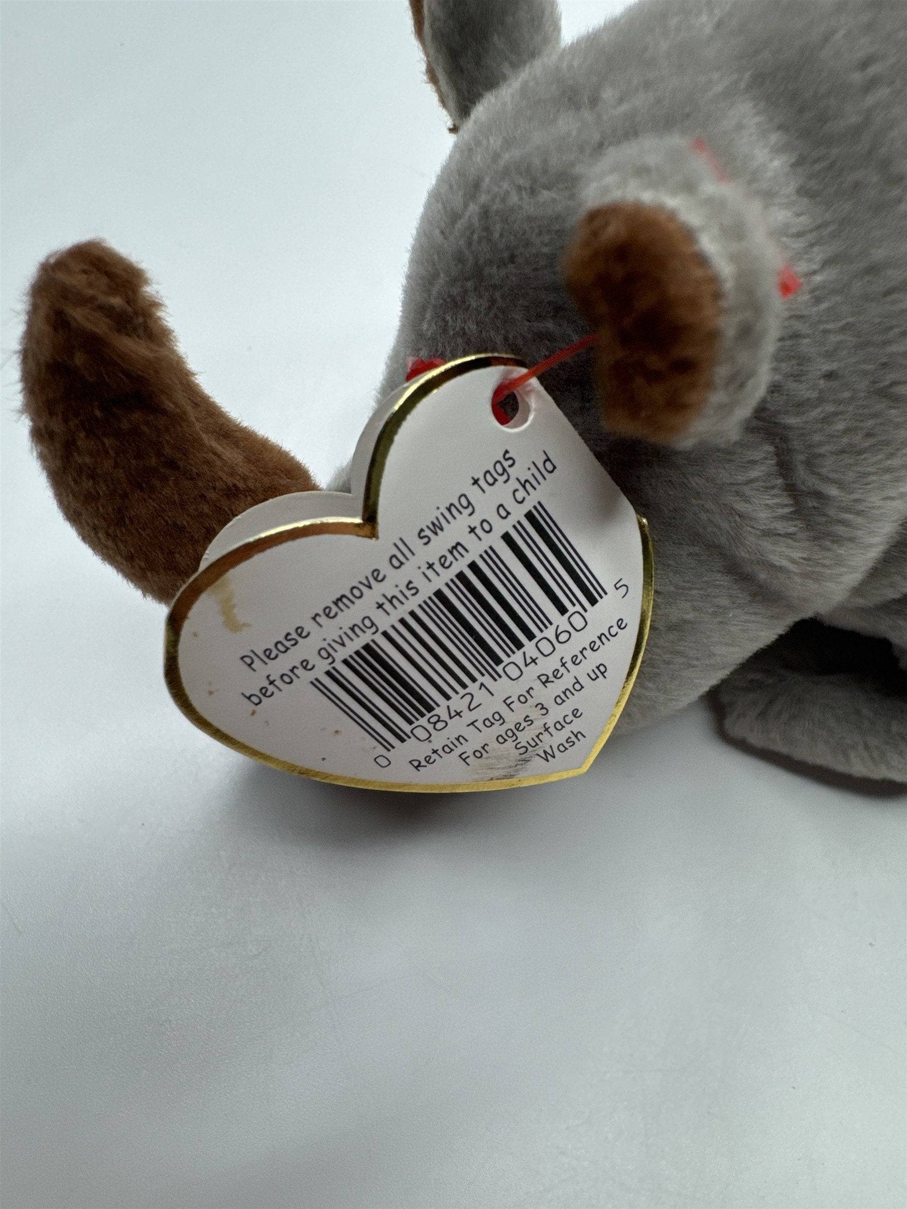 Ty Spike Beanie Baby Rhino Retired 1996 DOB Date Swing Tag Error VTG
