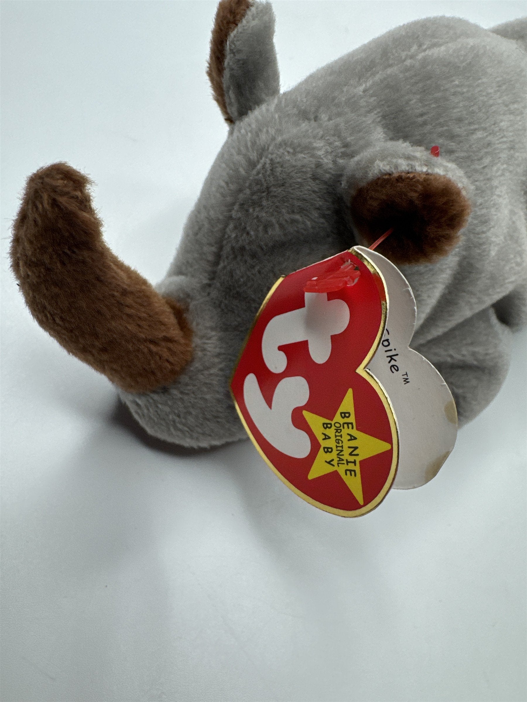 Ty Spike Beanie Baby Rhino Retired 1996 DOB Date Swing Tag Error VTG