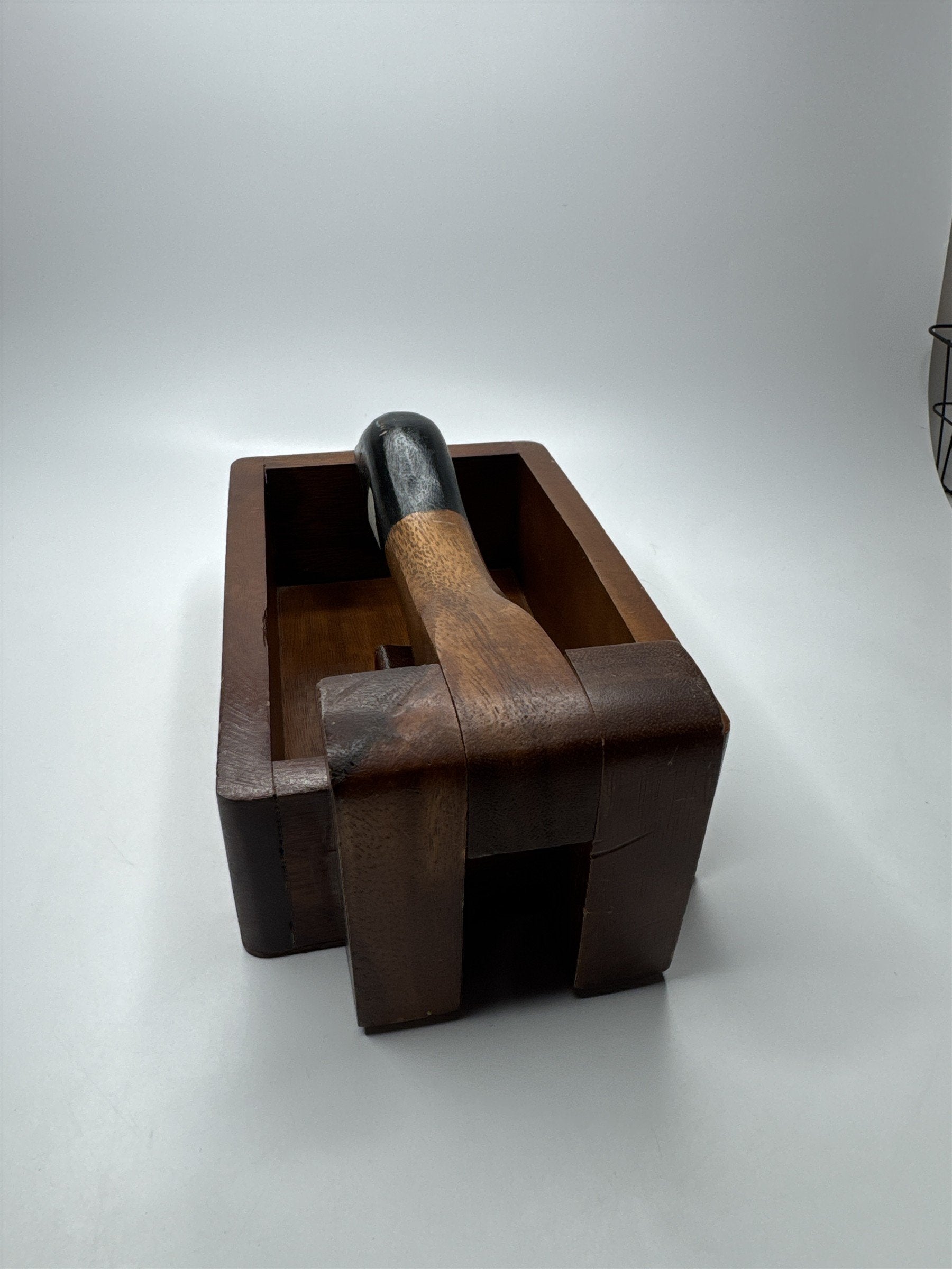 Wooden Goose Nutcracker Box Figurine Mid Century Modern Dark Wood Decor Vintage