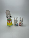 VTG Easter Decor Big Eye Bunny Figurine Set of 3 Iridescent Glaze Rabbit