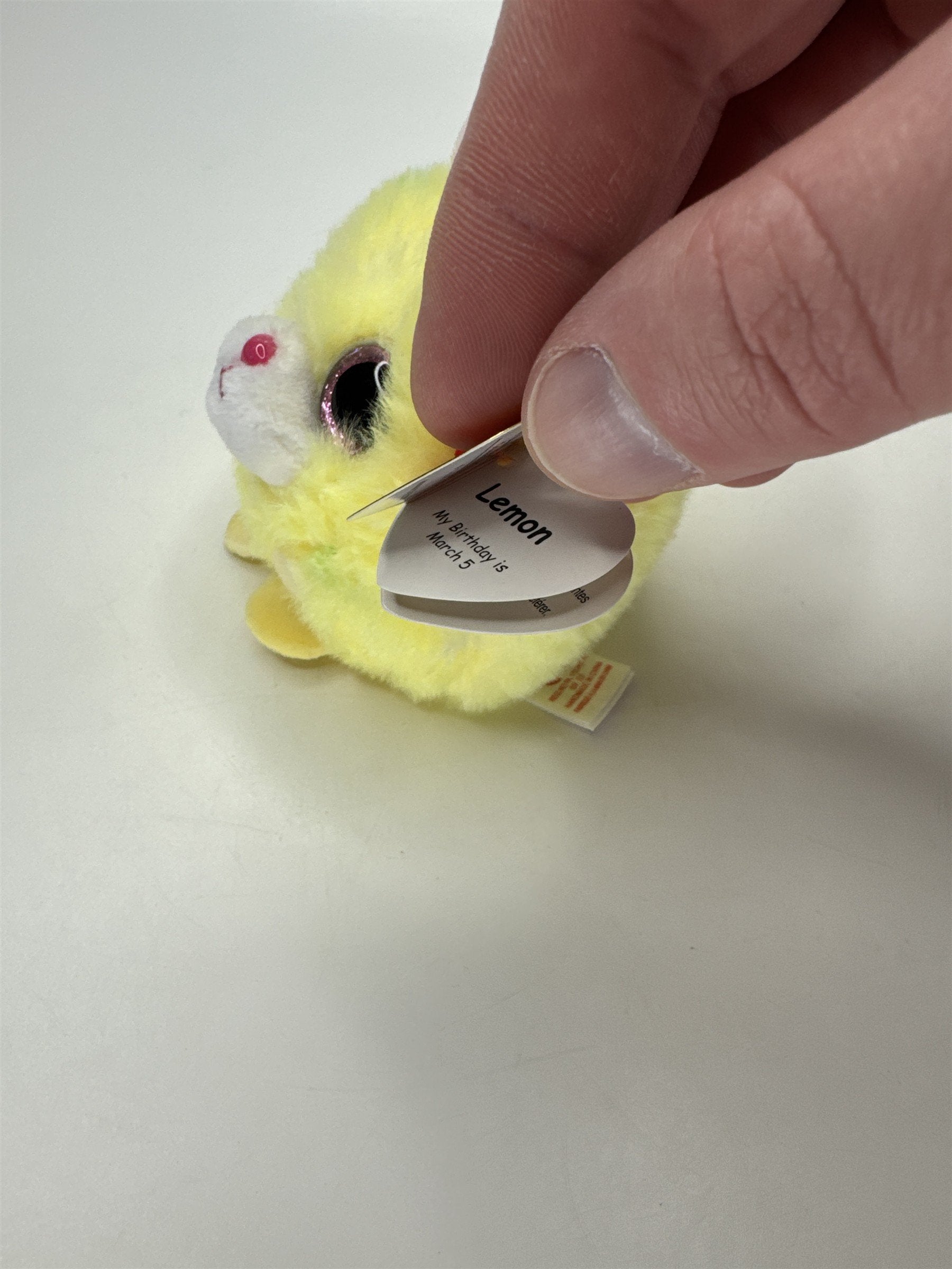 Ty Beanie Balls Lemon Yellow Bunny Rabbit Plush Toy March 5 DOB