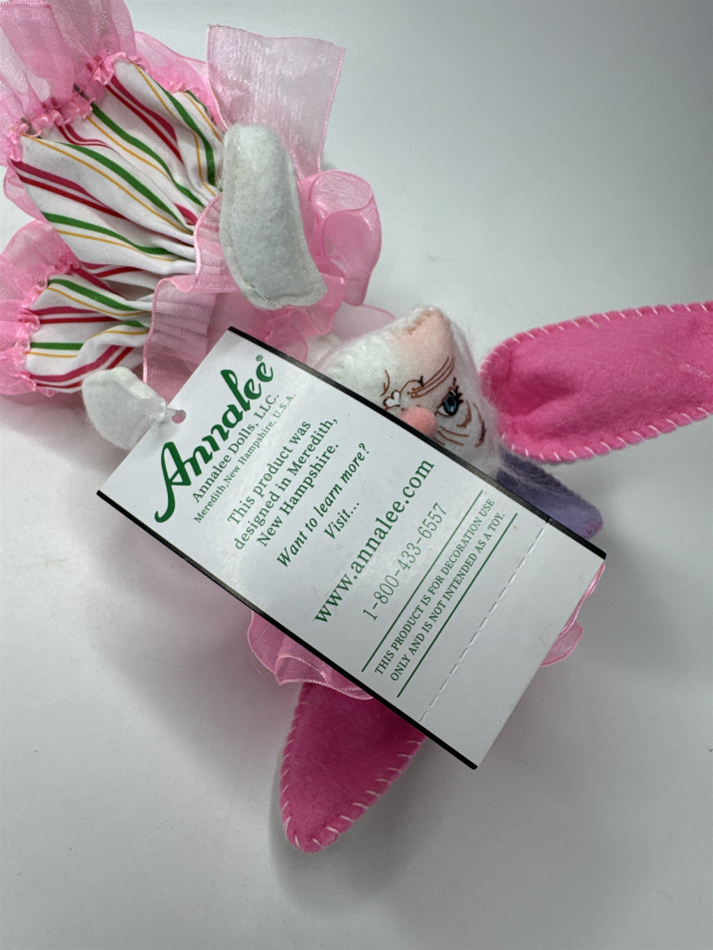 Annalee Dolls 5" Girl Bunny Pink Ruffle Easter Spring Figurine NWT