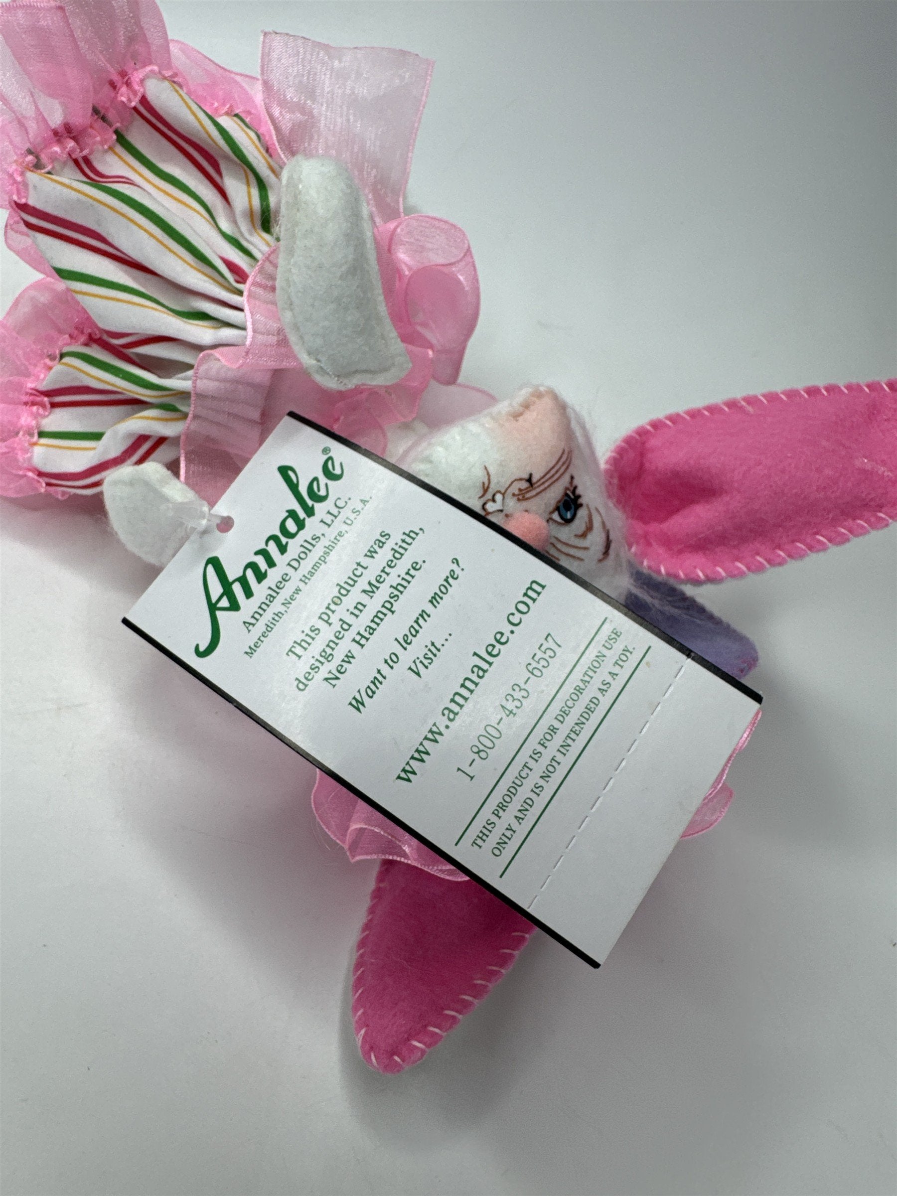 Annalee Dolls 5" Girl Bunny Pink Ruffle Easter Spring Figurine NWT