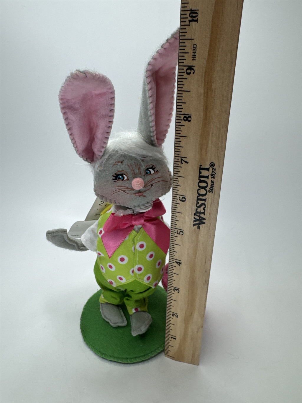 Annalee Dolls Boy Bunny Easter Figurine W/ Basket Felt Base NWT