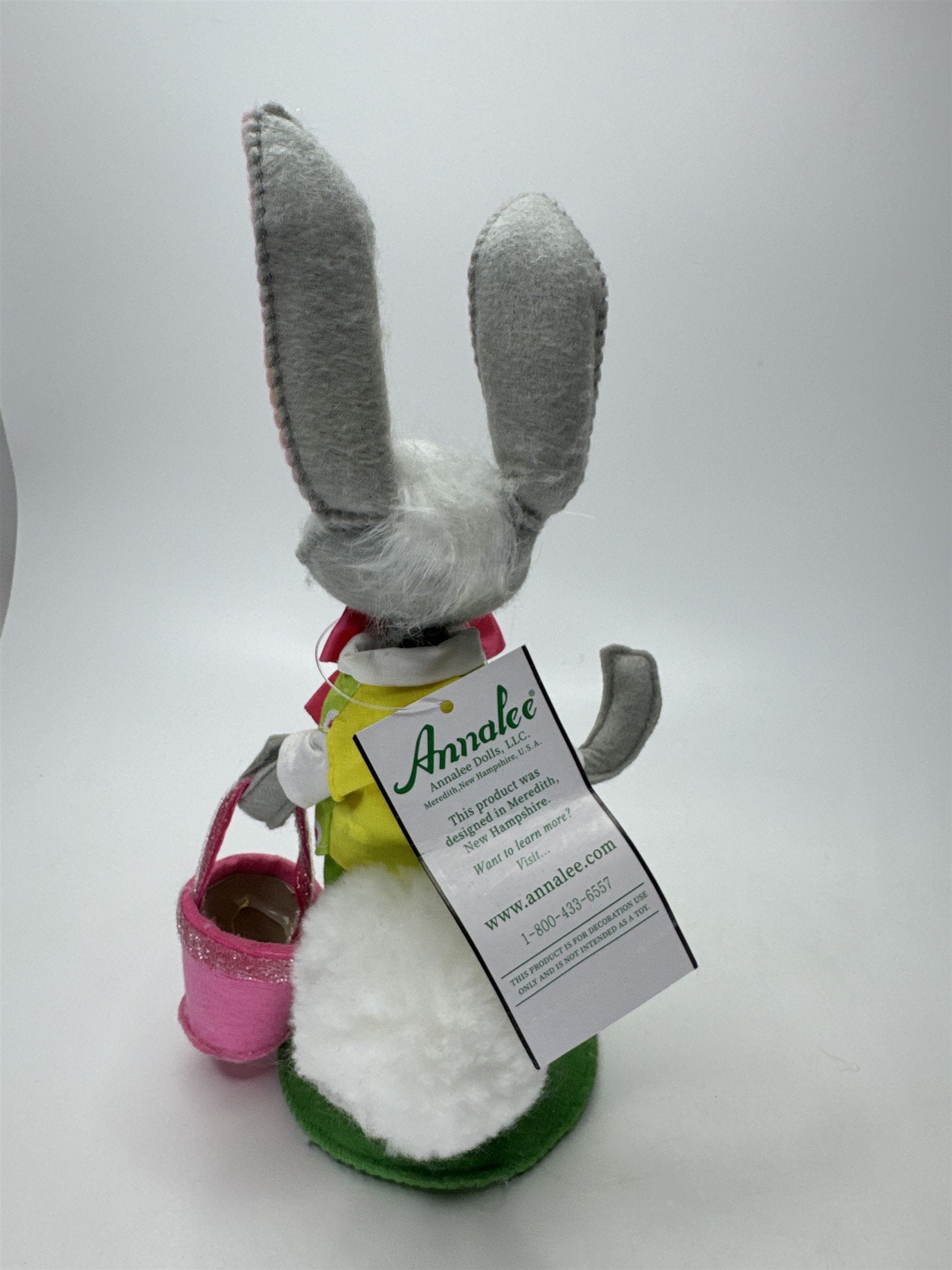 Annalee Dolls Boy Bunny Easter Figurine W/ Basket Felt Base NWT