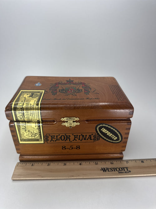 Empty Flor Fina 8-5-8 Cigar Box Wooden A. Fuente Dominicana Imported