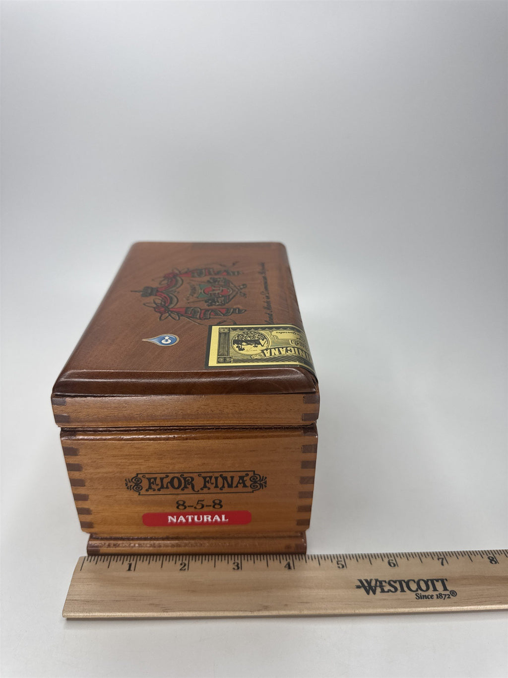 Empty Flor Fina 8-5-8 Cigar Box Wooden A. Fuente Dominicana Imported