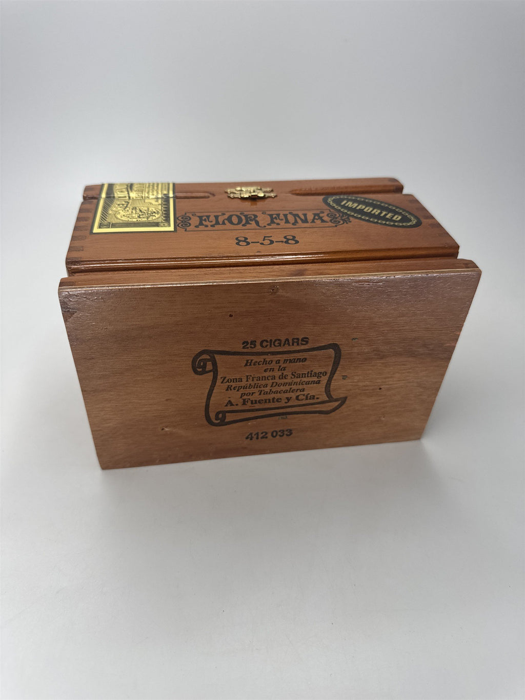 Empty Flor Fina 8-5-8 Cigar Box Wooden A. Fuente Dominicana Imported