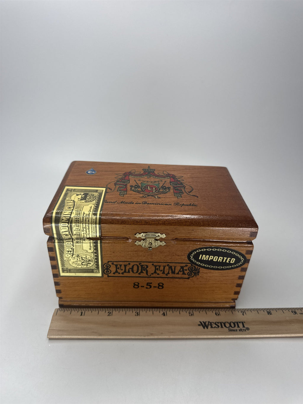 VTG Empty Flor Fina A. Fuente 8-5-8 Wood Cigar Box Collectible Decor