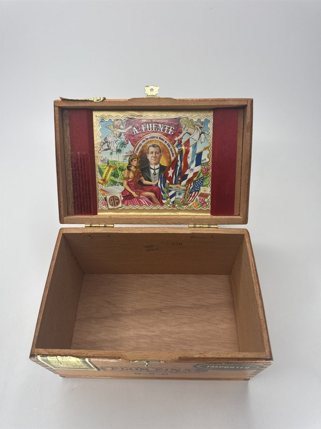 VTG Empty Flor Fina A. Fuente 8-5-8 Wood Cigar Box Collectible Decor