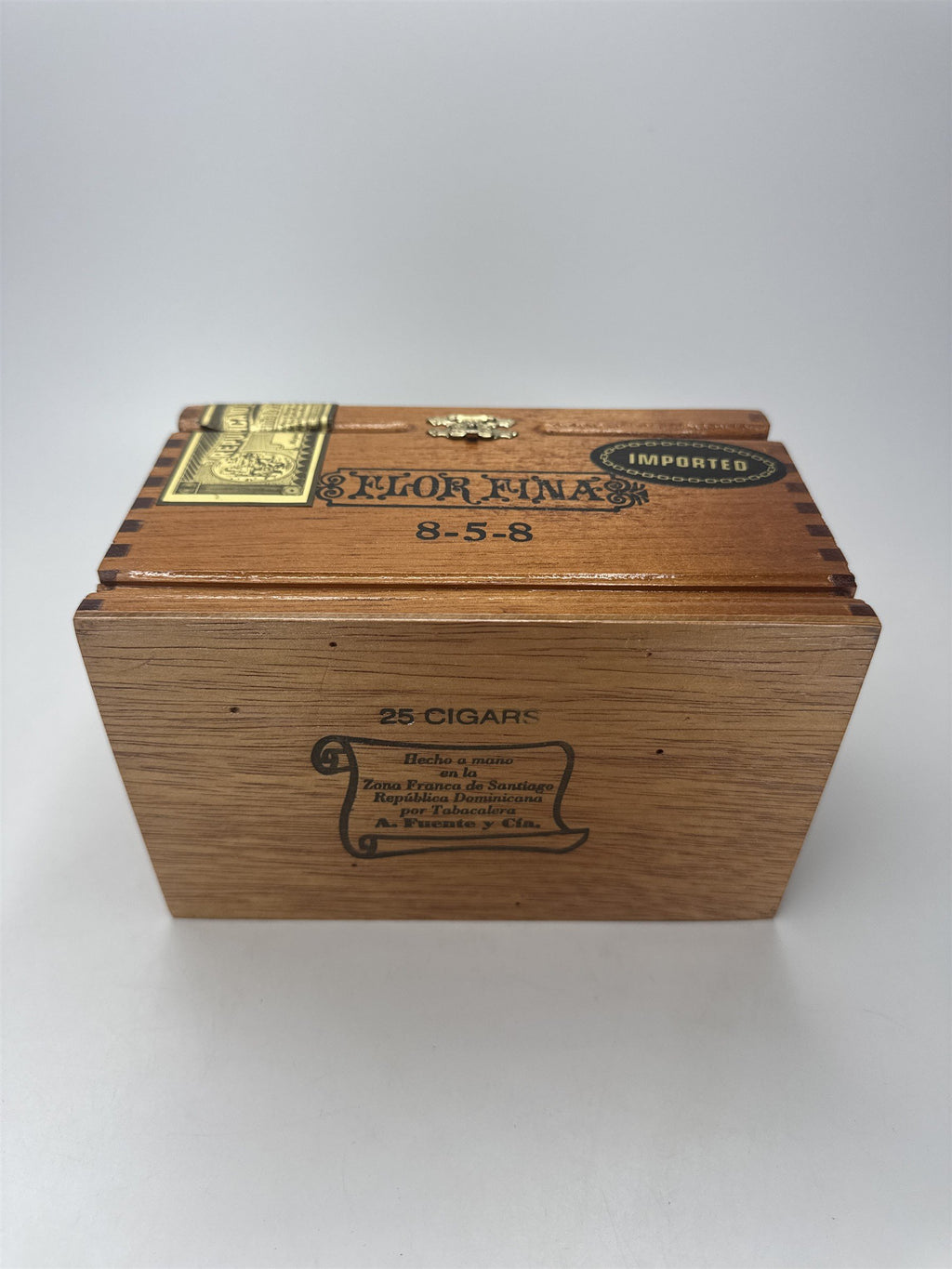 VTG Empty Flor Fina A. Fuente 8-5-8 Wood Cigar Box Collectible Decor