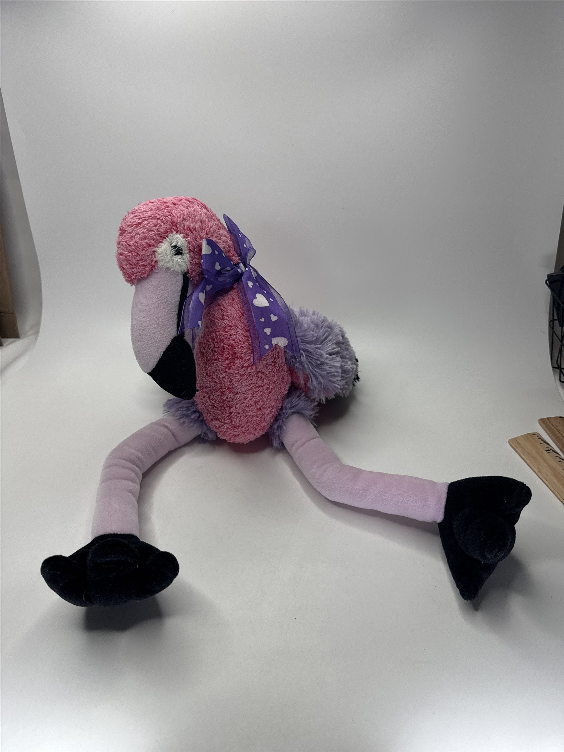 Pink Flamingo Stuffed Plush Toy Lavender Feet Long Legs Large Soft Decor