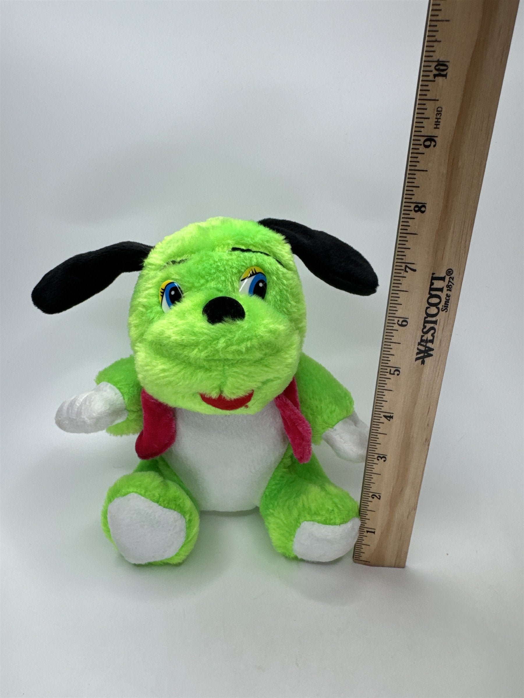 ToyMax Lime Green Dog Puppy Plush Stuffed Animal Pink Scarf Collectible