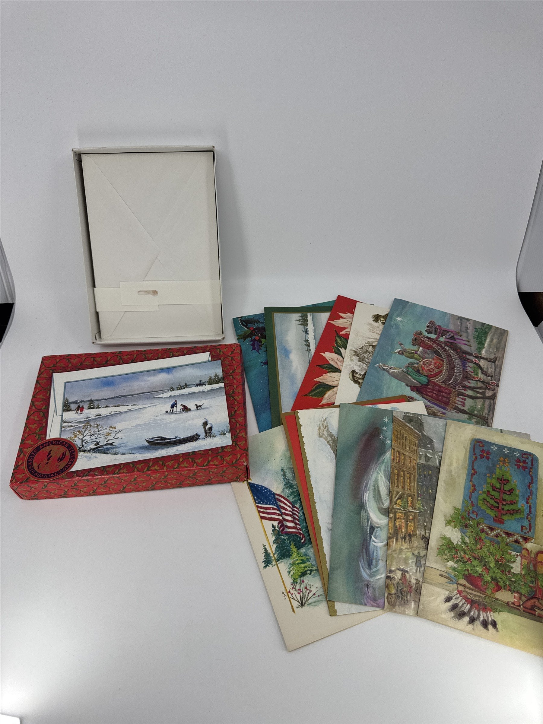Vintage Christmas Card Lot 11 Assorted USA Veterans Famous Artist Studios