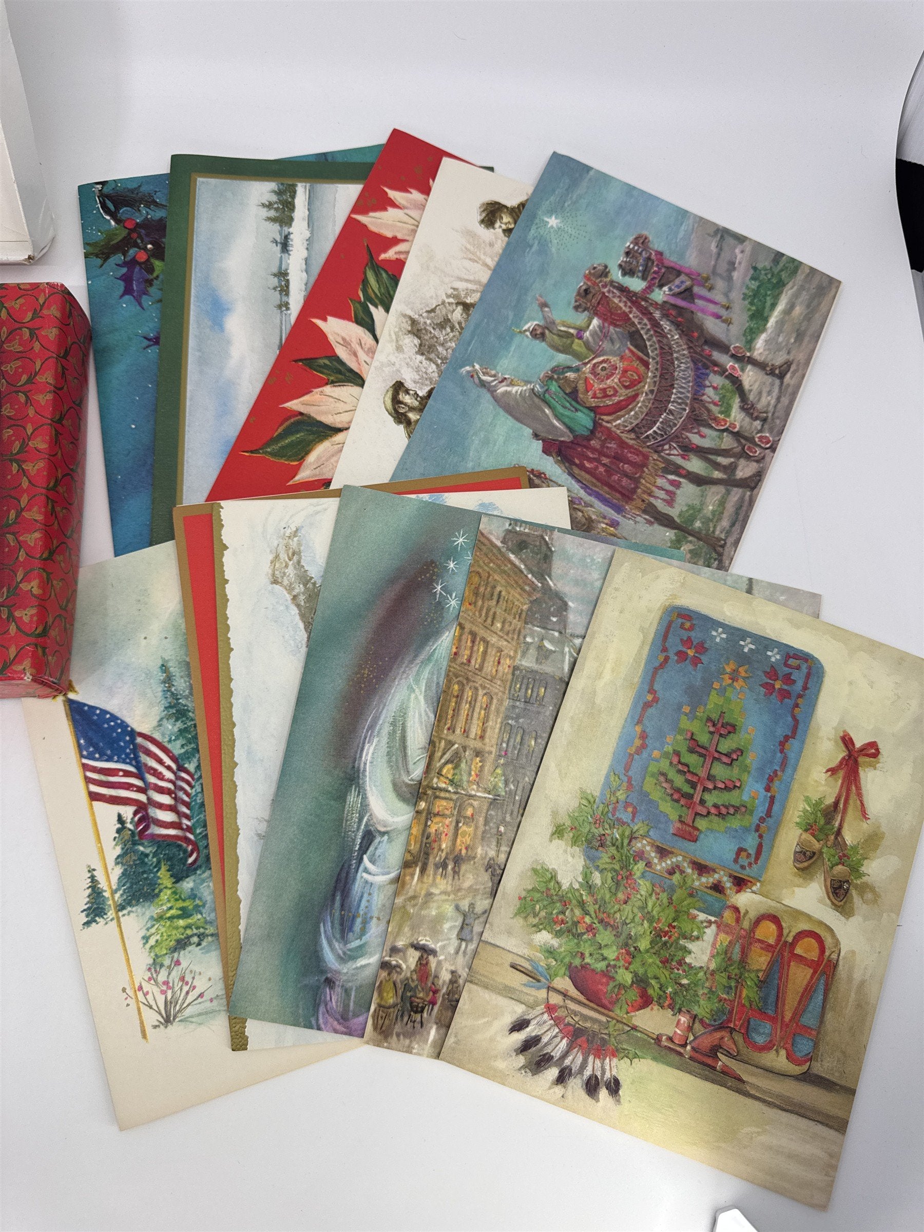 Vintage Christmas Card Lot 11 Assorted USA Veterans Famous Artist Studios