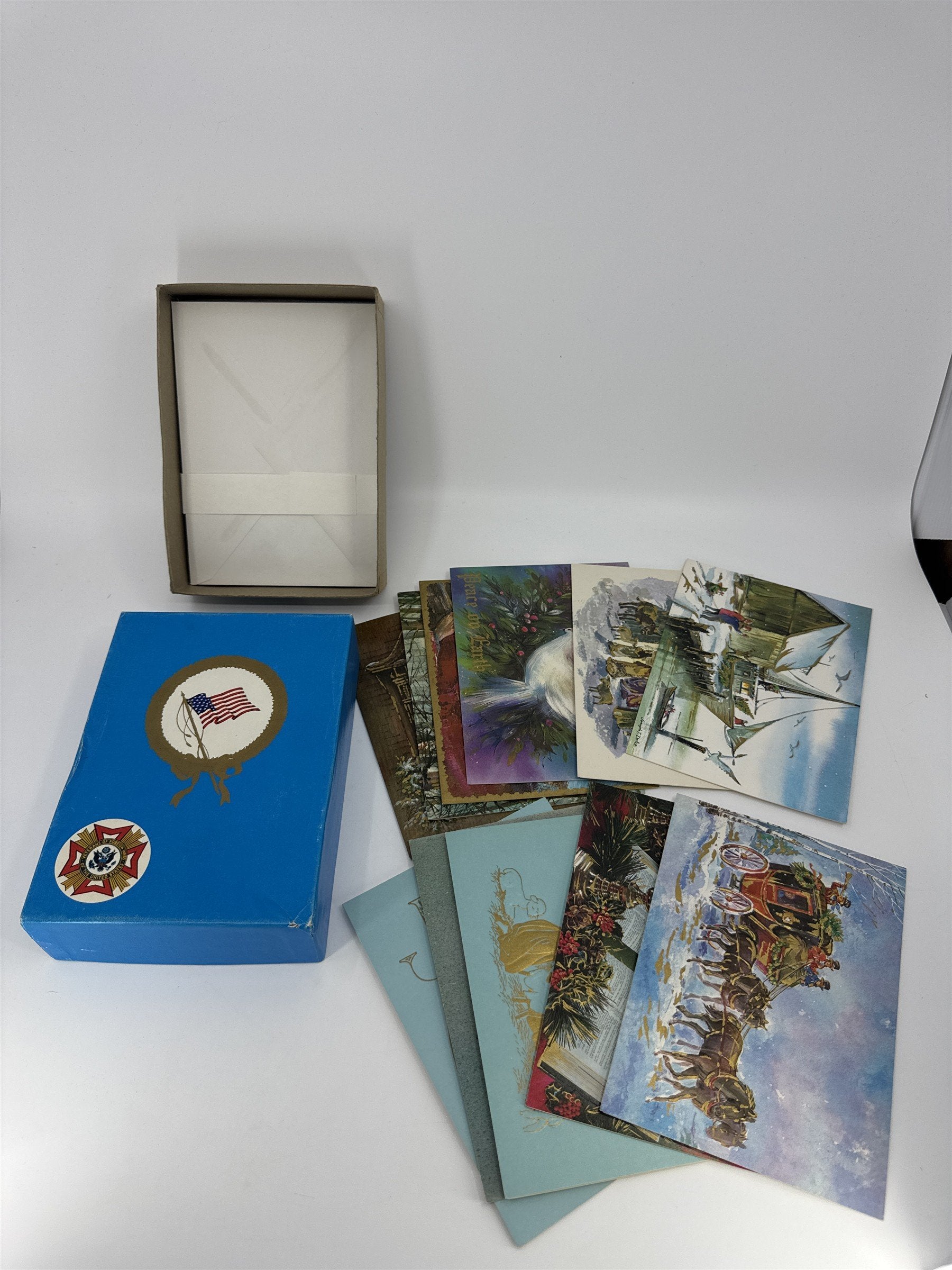 Vintage Christmas Card Lot 11 Assorted USA Veterans Of Foreign Wars Cards