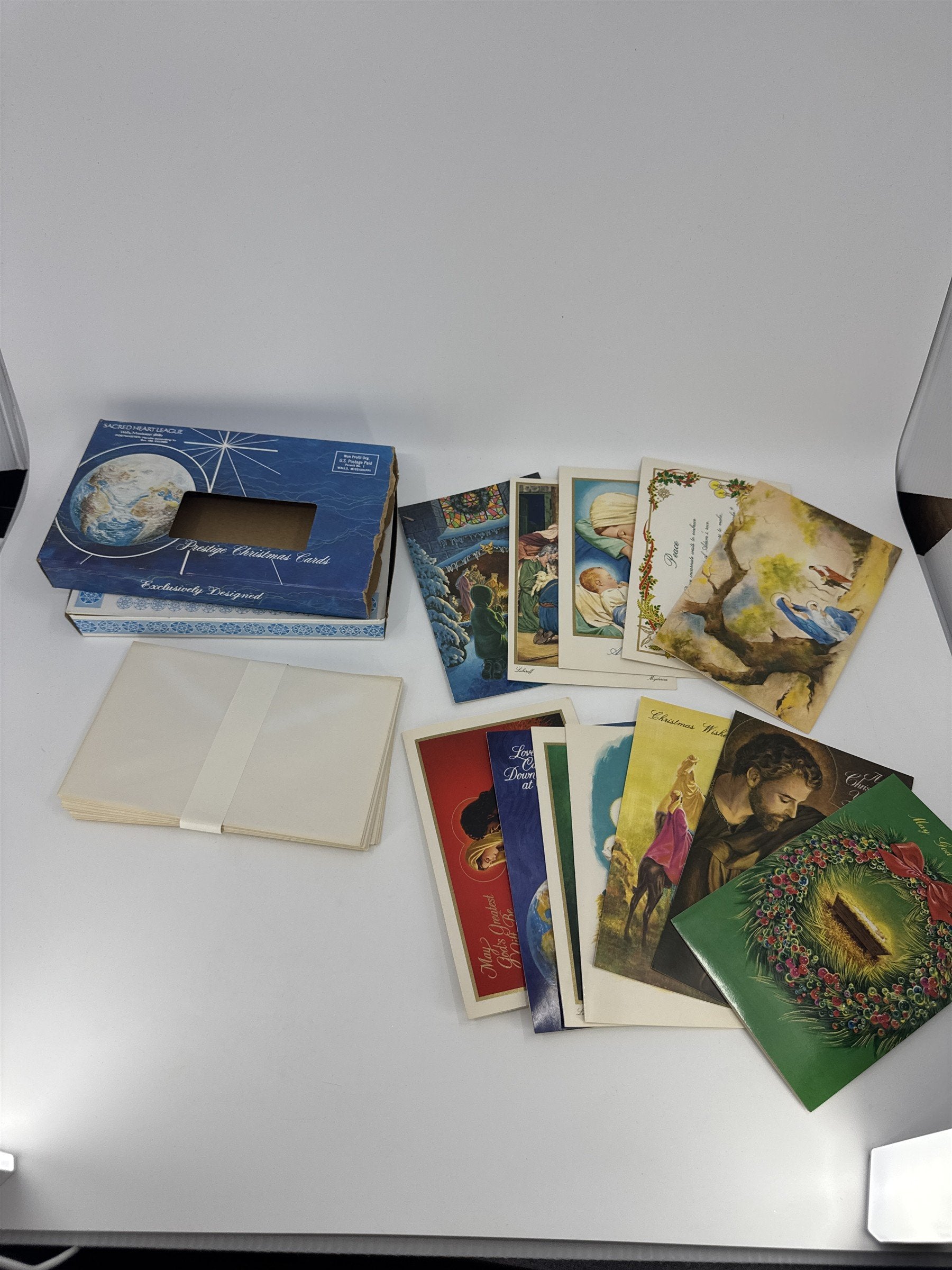 Vintage Christmas Card Lot 12 Assorted Sacred Heart League Prestige Cards
