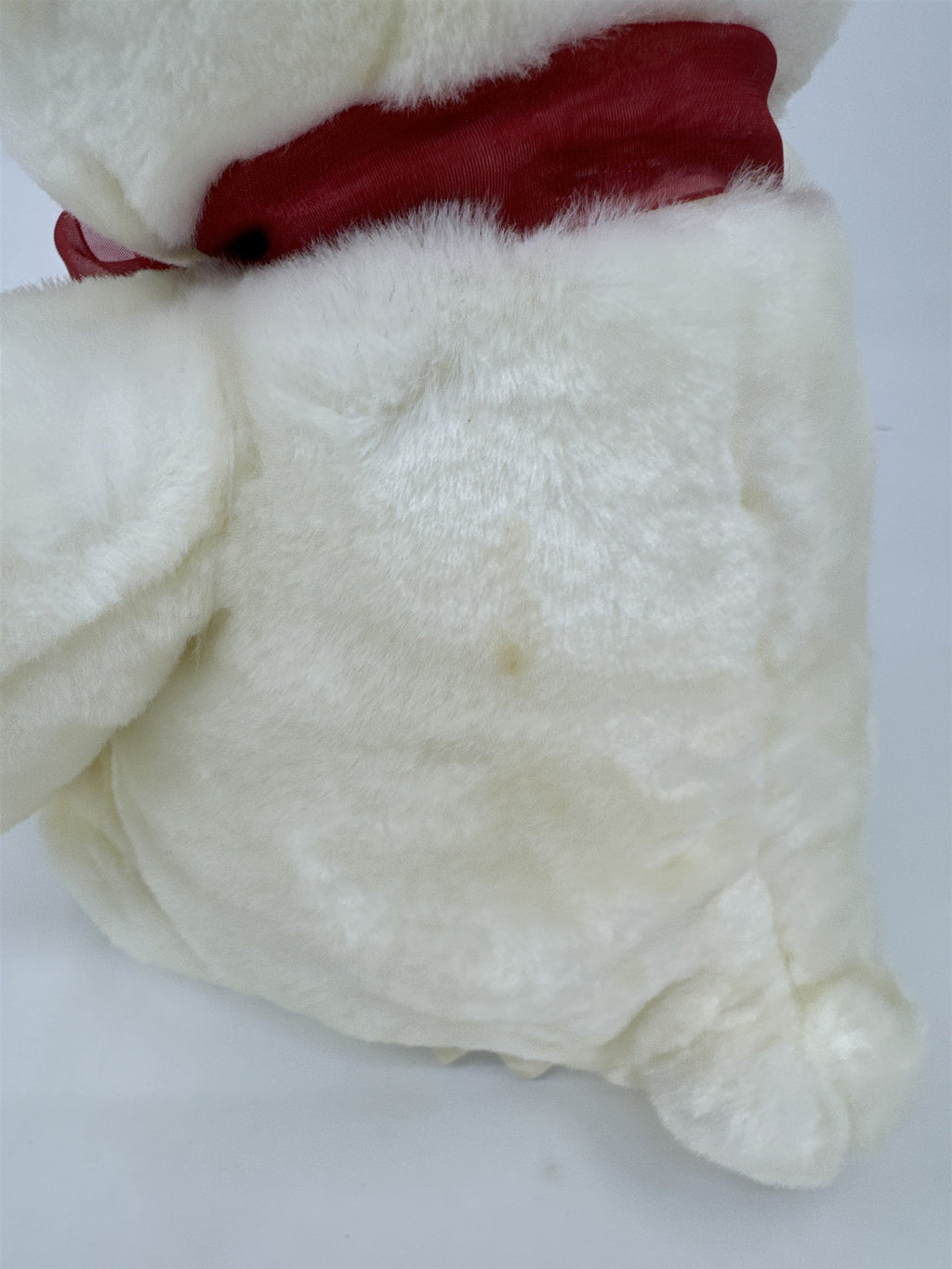 Valentine's Day White Stuffed Animal Teddy Bear with Red Bow And Heart Paws