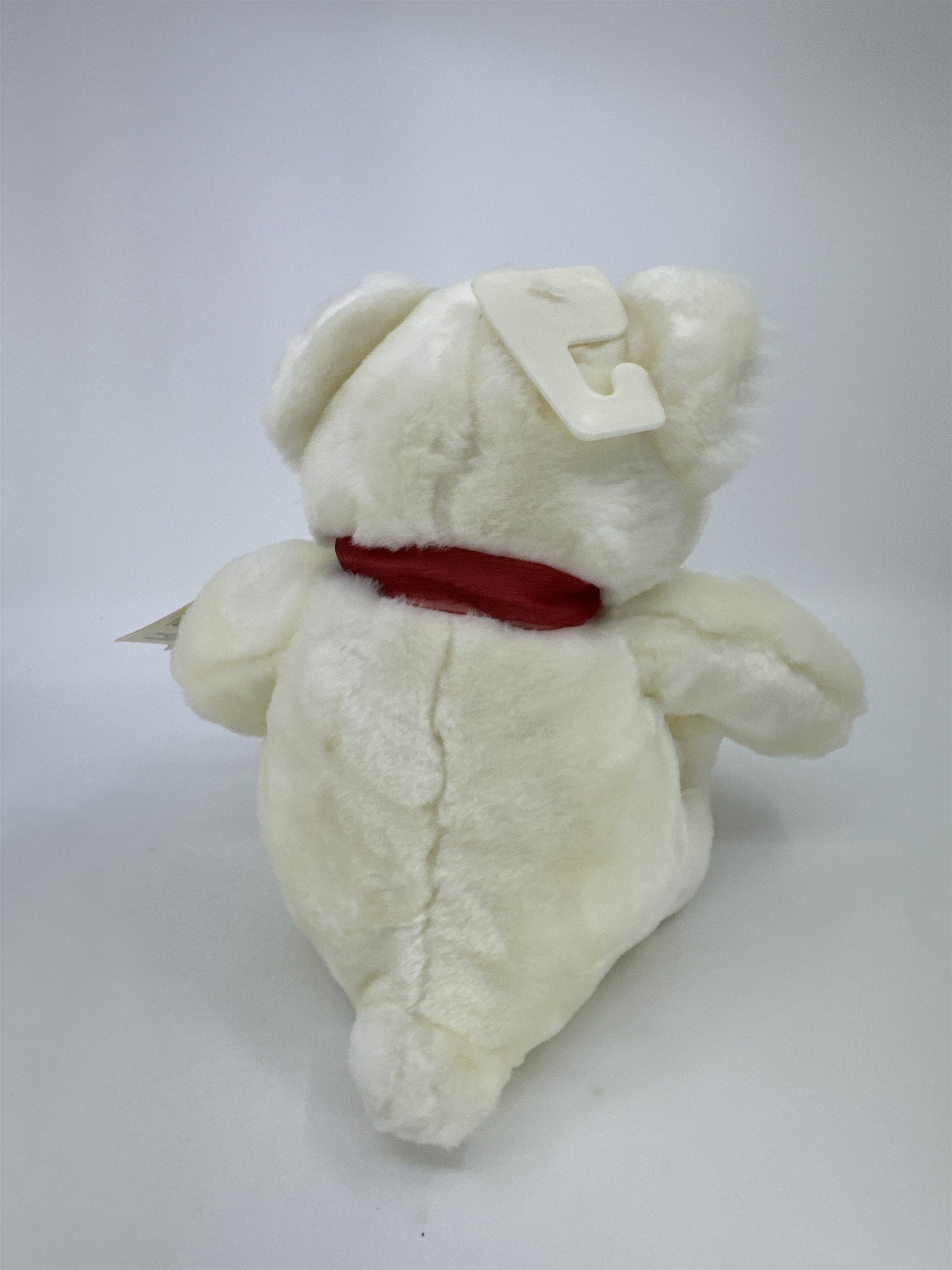 Valentine's Day White Stuffed Animal Teddy Bear with Red Bow And Heart Paws