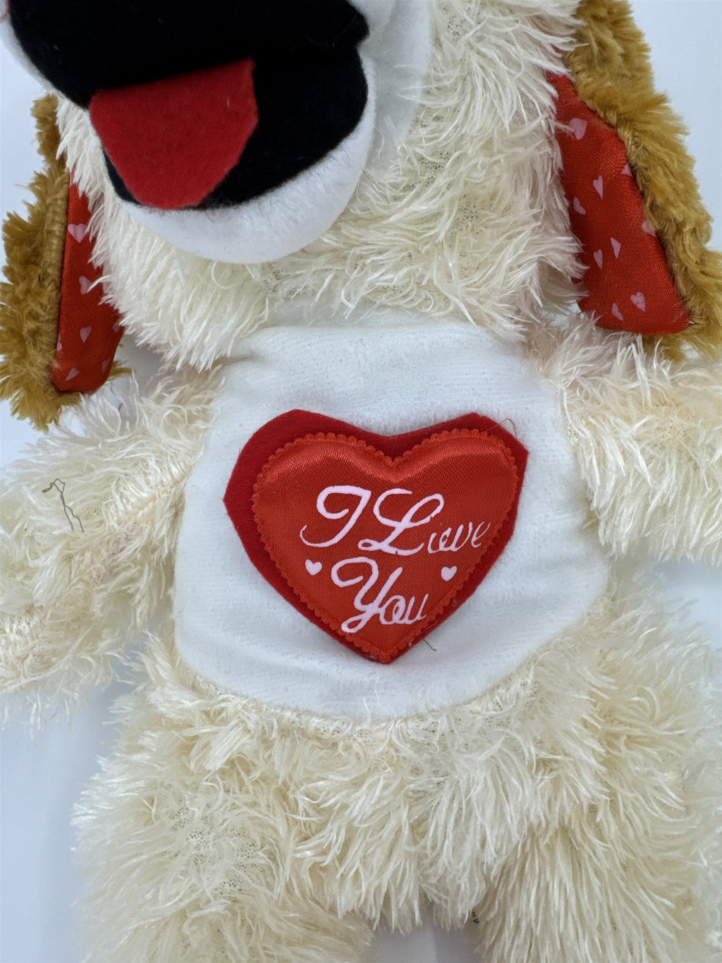Valentine's Day White Stuffed Animal Dog with Red "I Love You" Heart On Chest