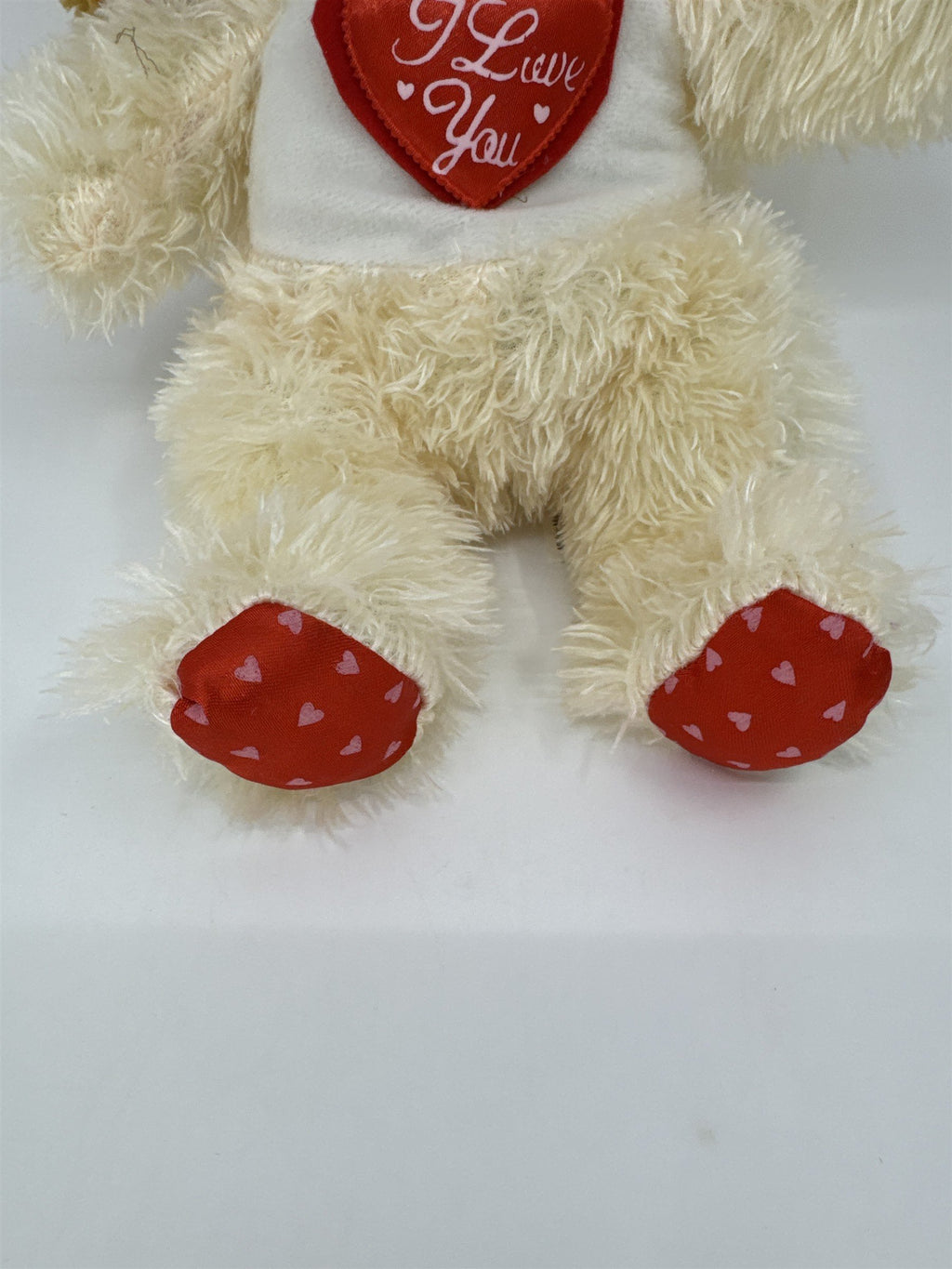 Valentine's Day White Stuffed Animal Dog with Red "I Love You" Heart On Chest