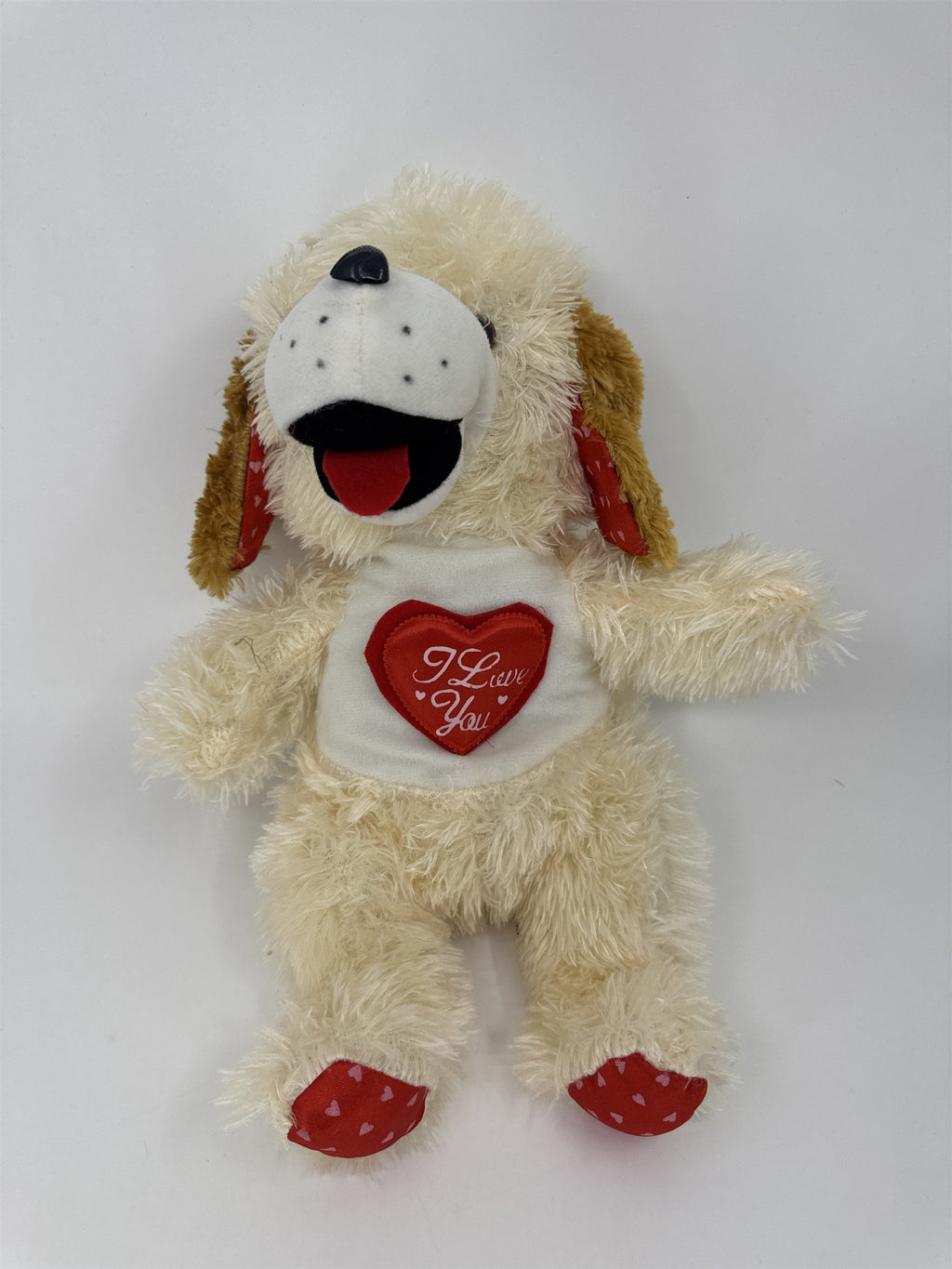 Valentine's Day White Stuffed Animal Dog with Red "I Love You" Heart On Chest