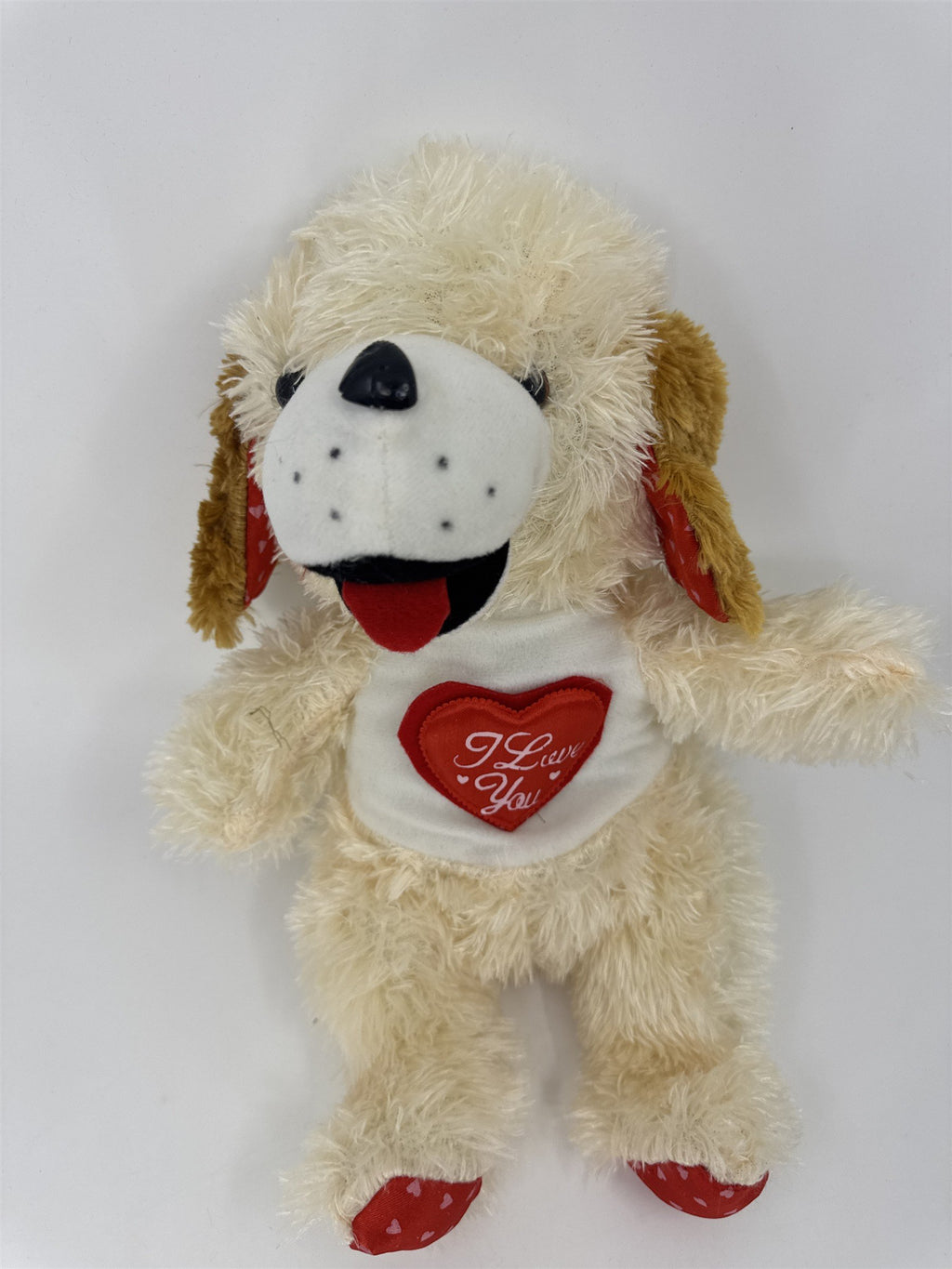 Valentine's Day White Stuffed Animal Dog with Red "I Love You" Heart On Chest