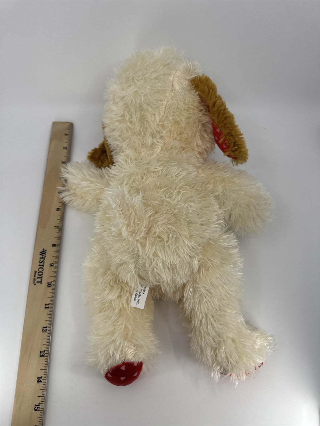 Valentine's Day White Stuffed Animal Dog with Red "I Love You" Heart On Chest