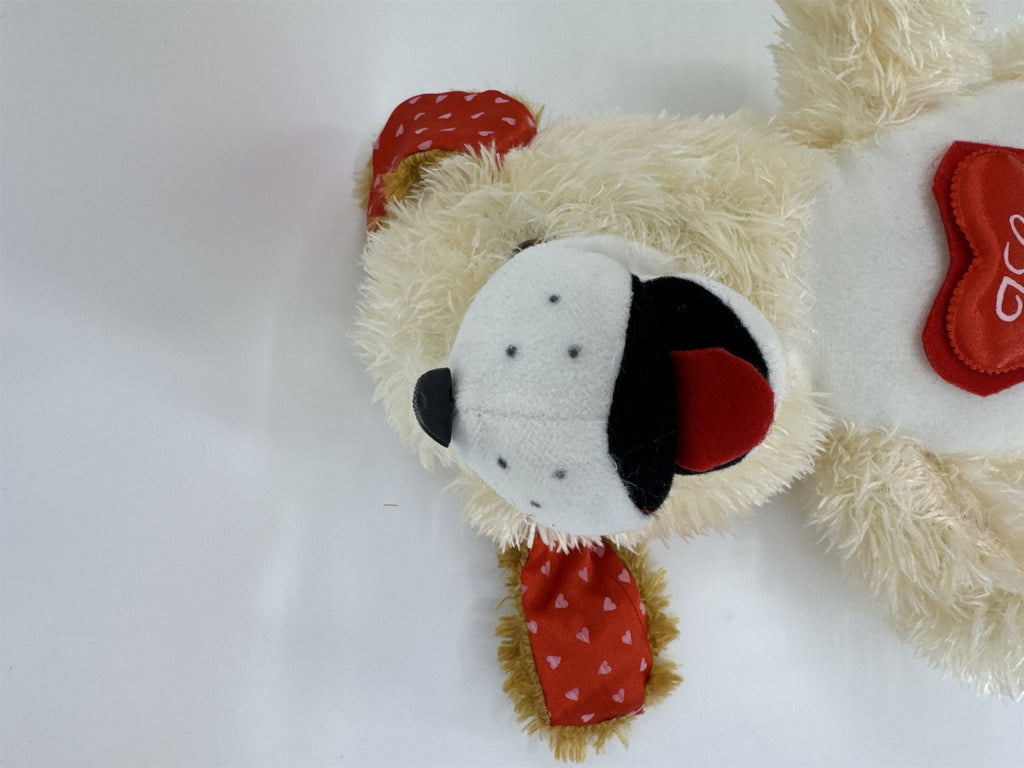 Valentine's Day White Stuffed Animal Dog with Red "I Love You" Heart On Chest