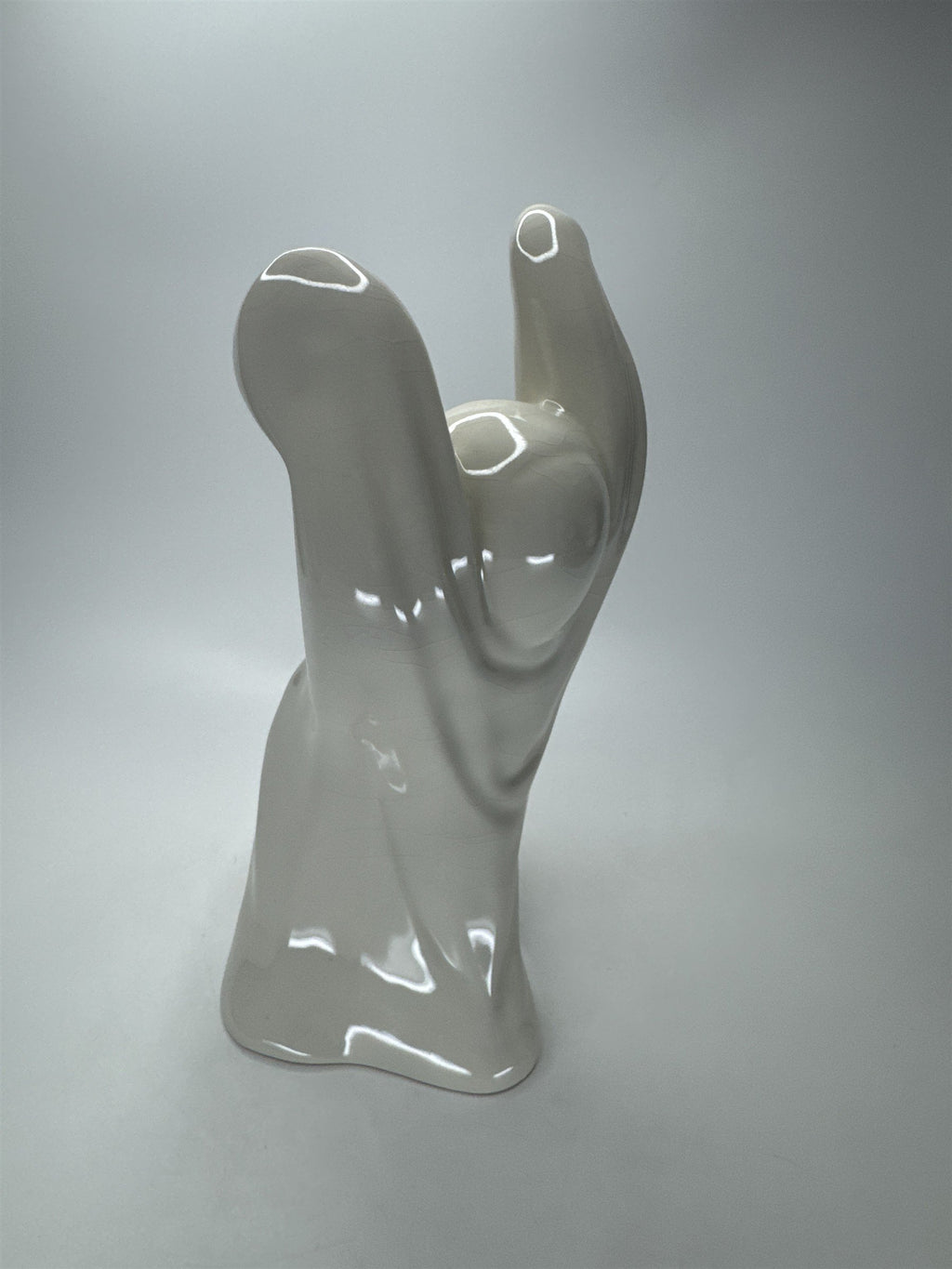 VTG 1978 Ceramic Halloween Ghost Figurine Pot Belly "Boo" Crazing Joyce 10"