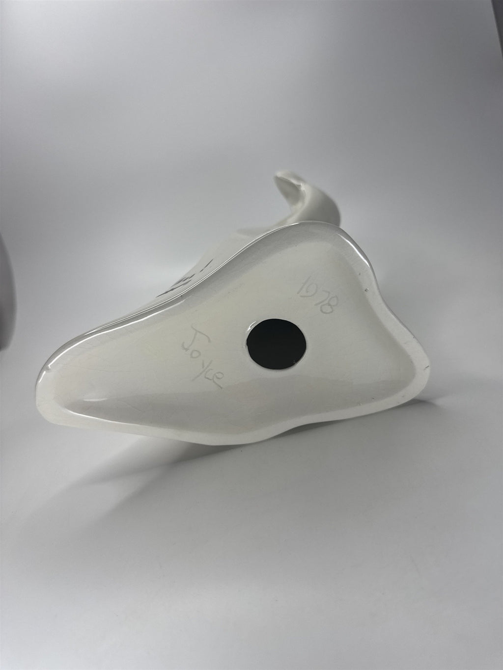 VTG 1978 Ceramic Halloween Ghost Figurine Pot Belly "Boo" Crazing Joyce 10"