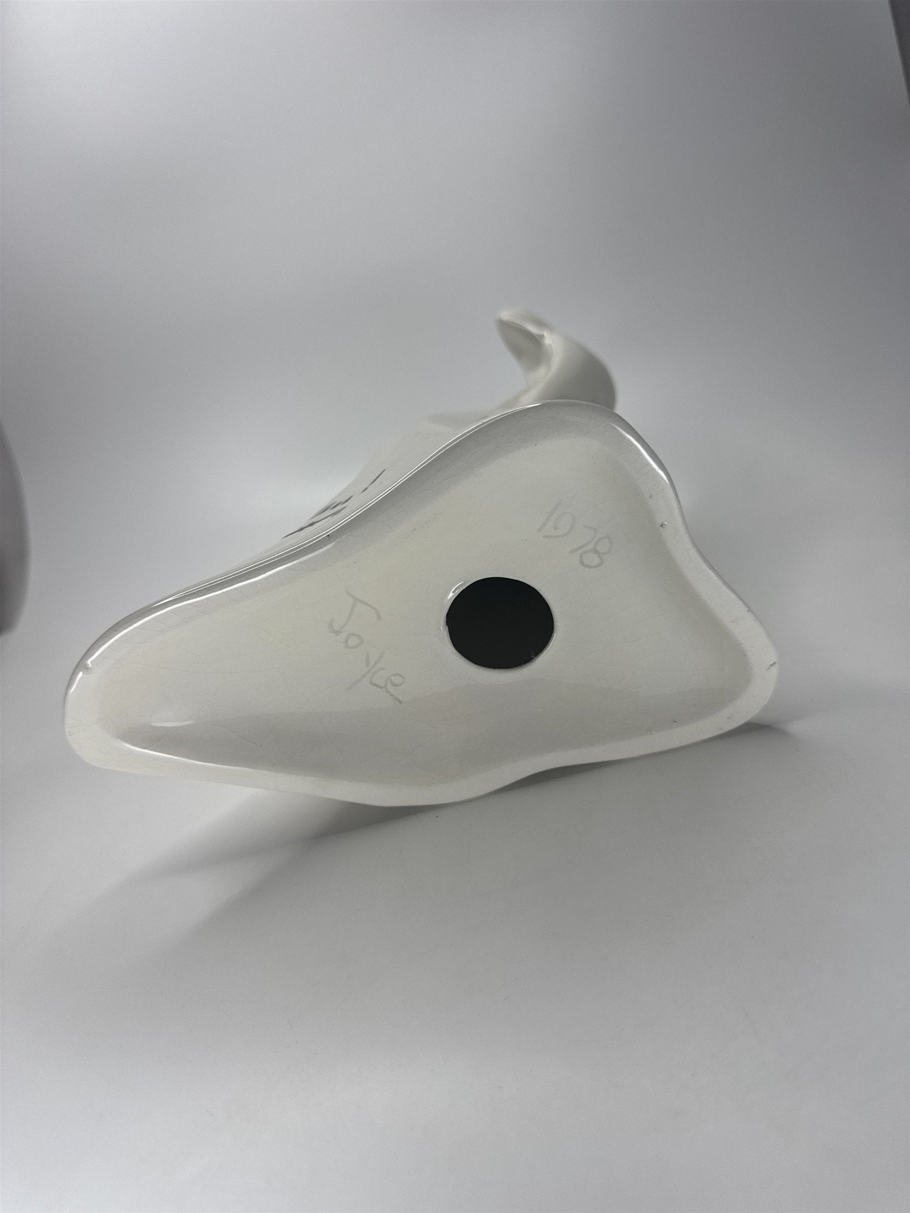VTG 1978 Ceramic Halloween Ghost Figurine Pot Belly "Boo" Crazing Joyce 10"