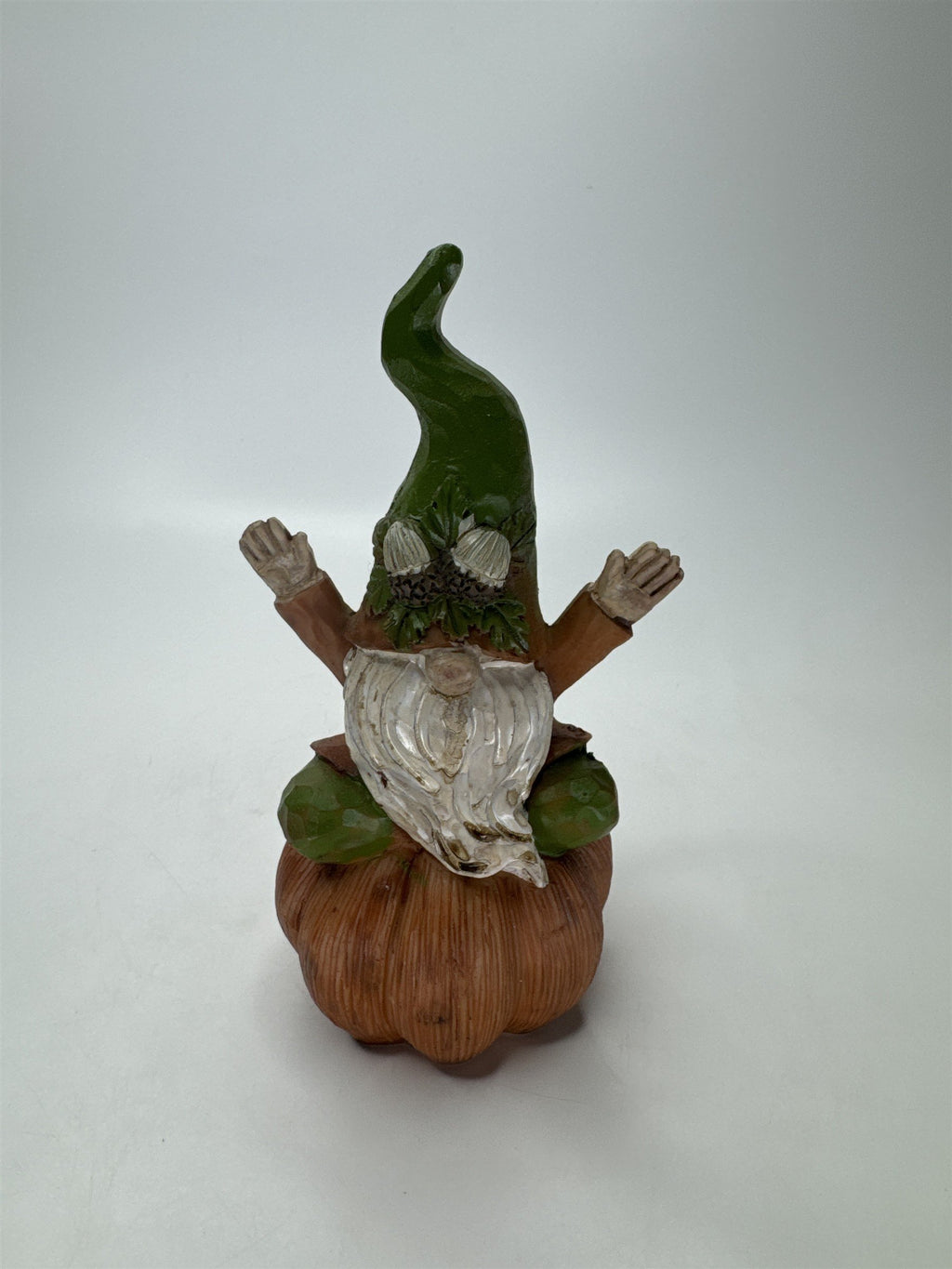 Resin Gnome Figurine Sitting on Pumpkin Fall Harvest Halloween Decor