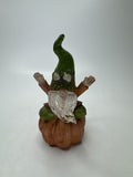 Resin Gnome Figurine Sitting on Pumpkin Fall Harvest Halloween Decor