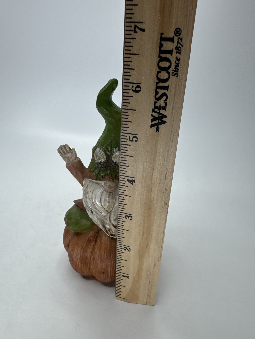 Resin Gnome Figurine Sitting on Pumpkin Fall Harvest Halloween Decor