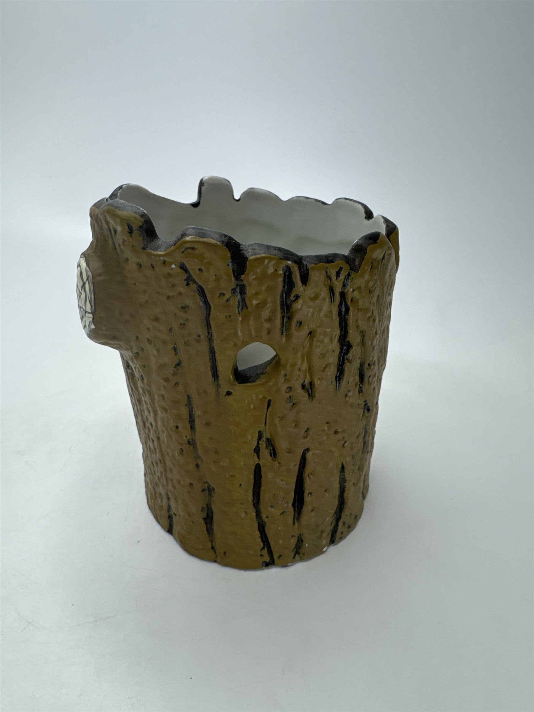 Halloween Spooky Ceramic Tree Trunk Votive Holder Spider Web Jack-O